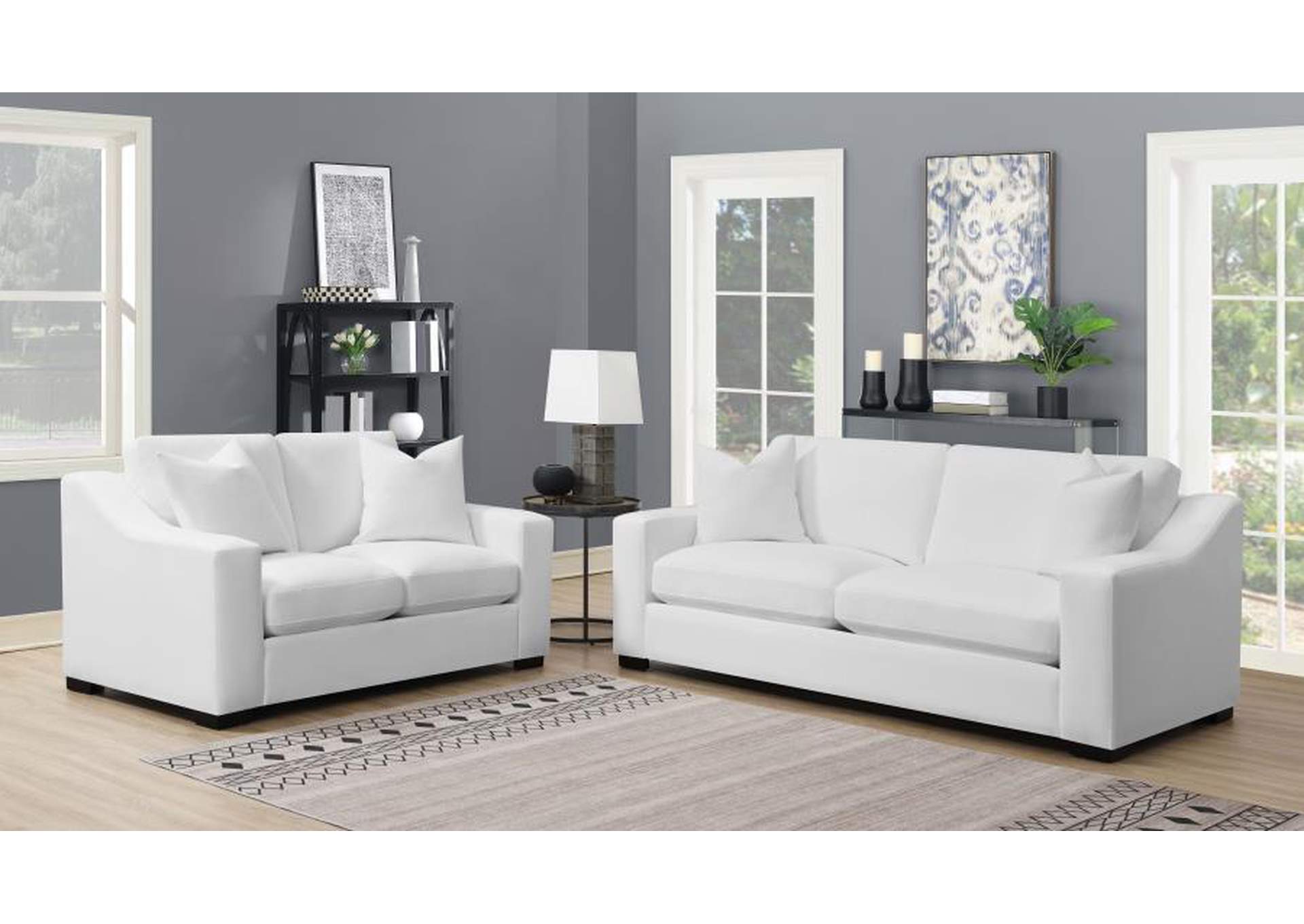 Ashlyn 2 - piece Upholstered Sloped Arms Living Room Set White,Coaster Furniture