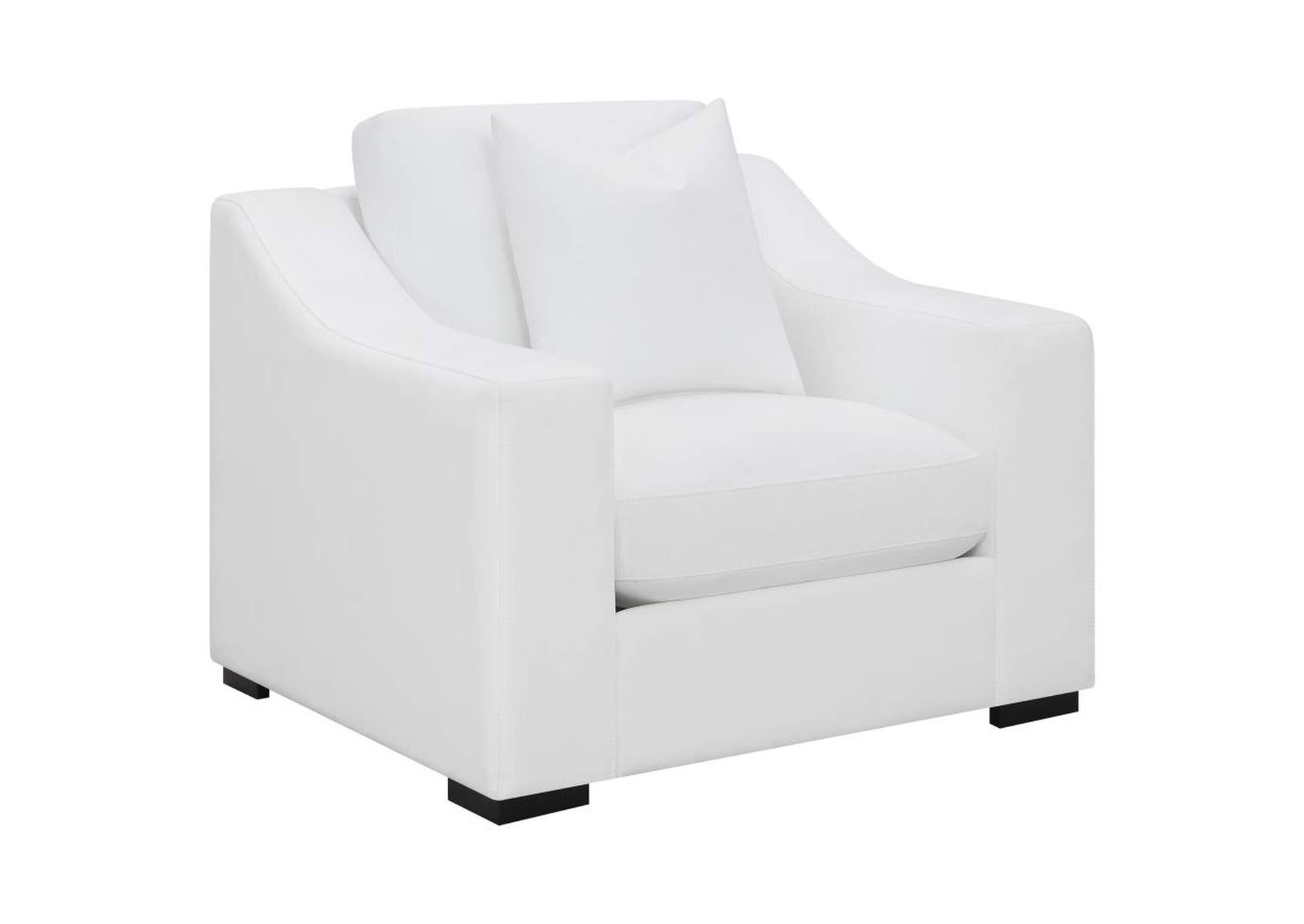Ashlyn 3 - piece Upholstered Sloped Arms Living Room Set White,Coaster Furniture
