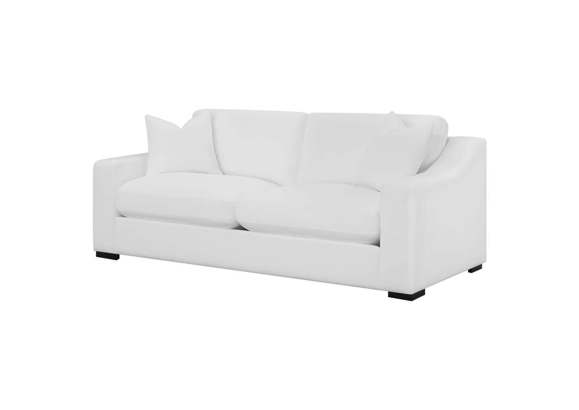 Ashlyn Upholstered Sloped Arms Sofa White,Coaster Furniture