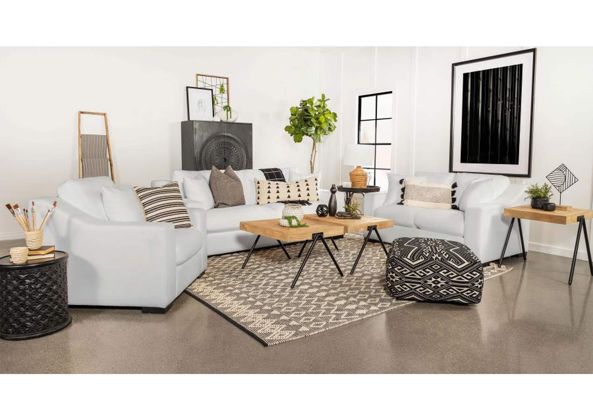 Ashlyn Upholstered Sloped Arms Sofa White,Coaster Furniture