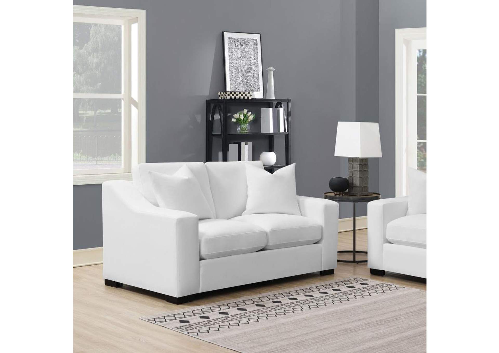 Ashlyn Upholstered Sloped Arms Loveseat White,Coaster Furniture