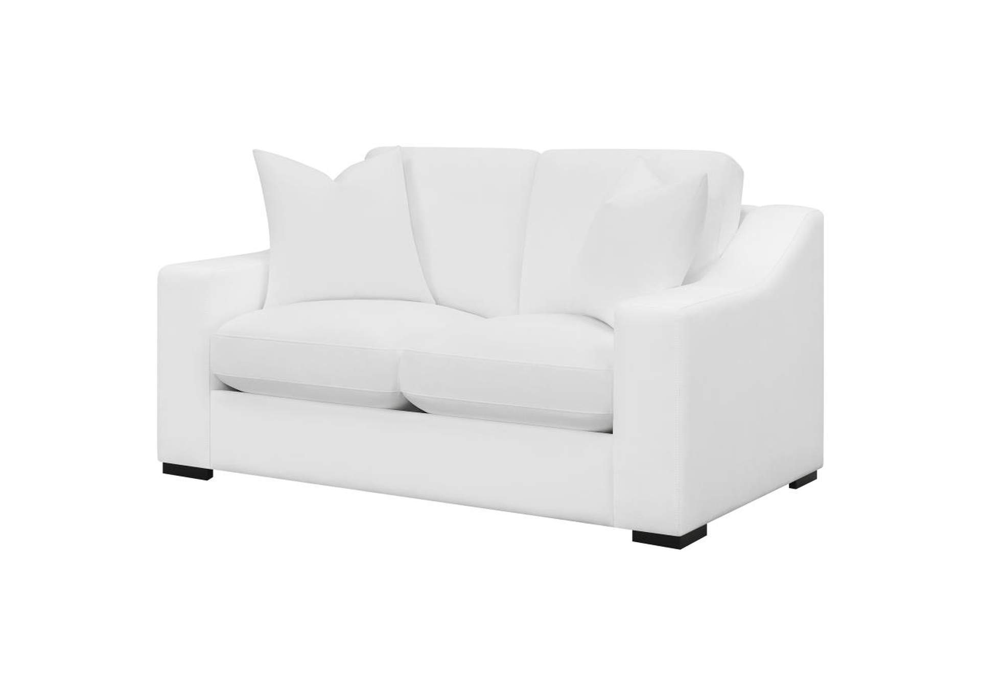 Ashlyn Upholstered Sloped Arms Loveseat White,Coaster Furniture