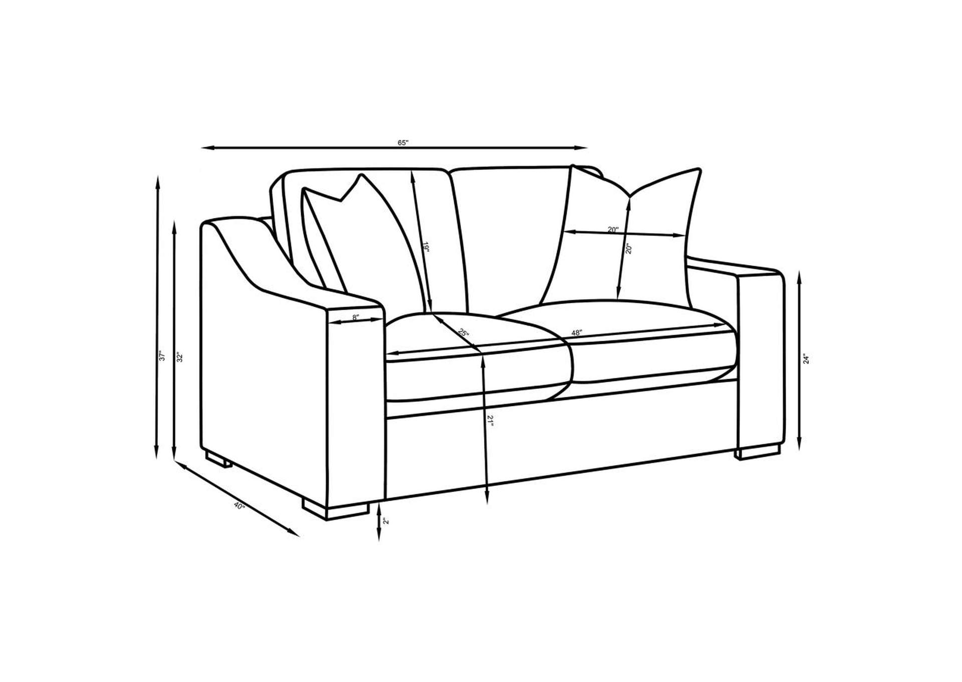 Ashlyn Upholstered Sloped Arms Loveseat White,Coaster Furniture