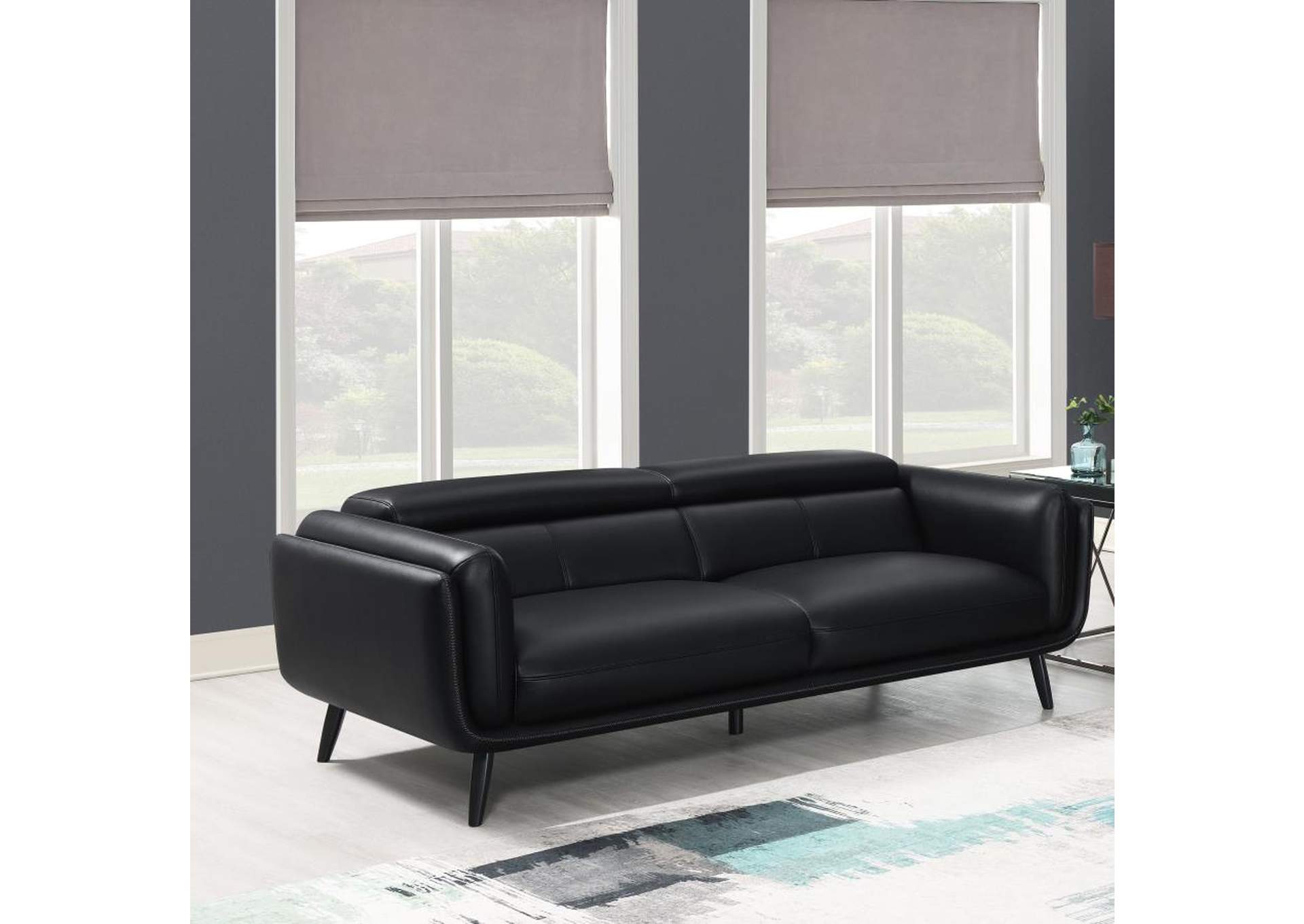 Shania Track Arms Sofa with Tapered Legs Black,Coaster Furniture