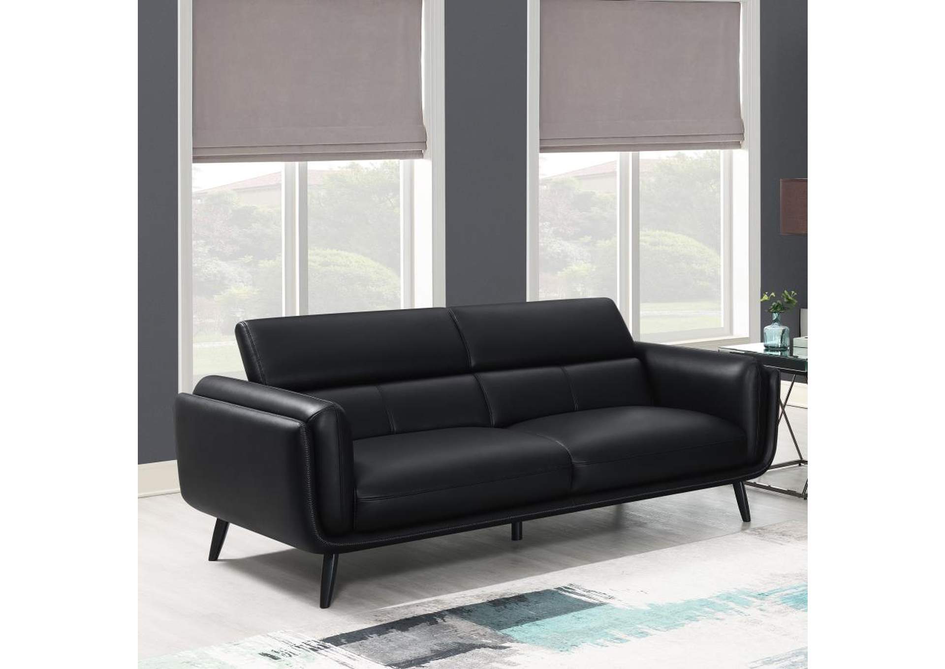 Shania Track Arms Sofa with Tapered Legs Black,Coaster Furniture