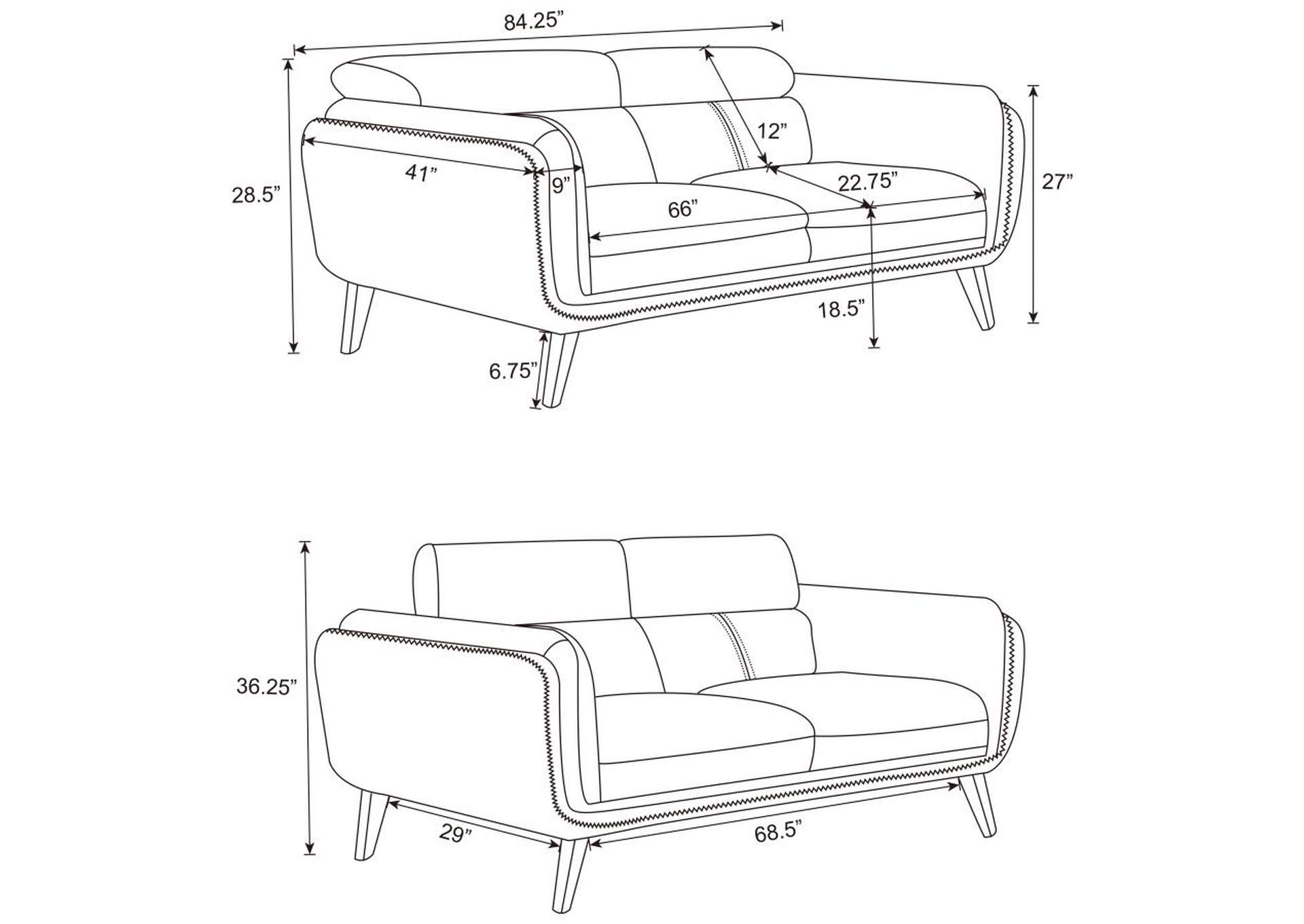 Shania Track Arms Sofa with Tapered Legs Black,Coaster Furniture