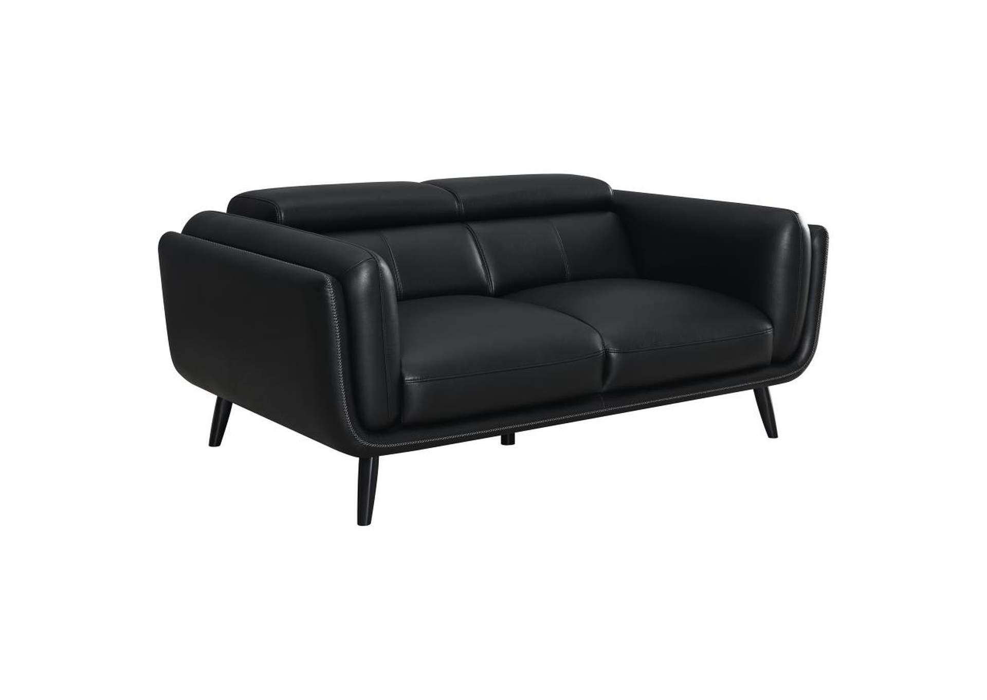 Shania Track Arms Loveseat with Tapered Legs Black,Coaster Furniture