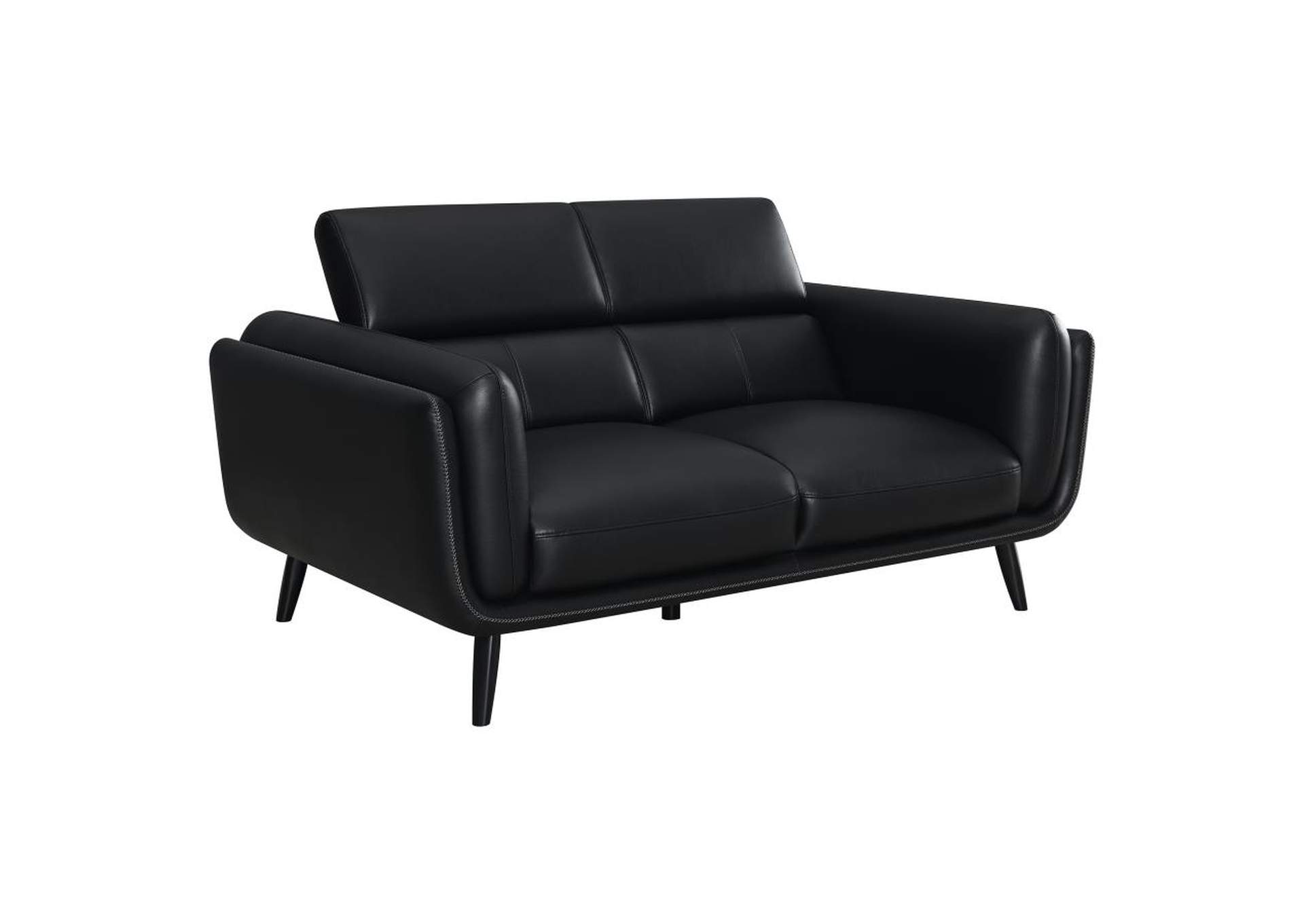 Shania Track Arms Loveseat with Tapered Legs Black,Coaster Furniture