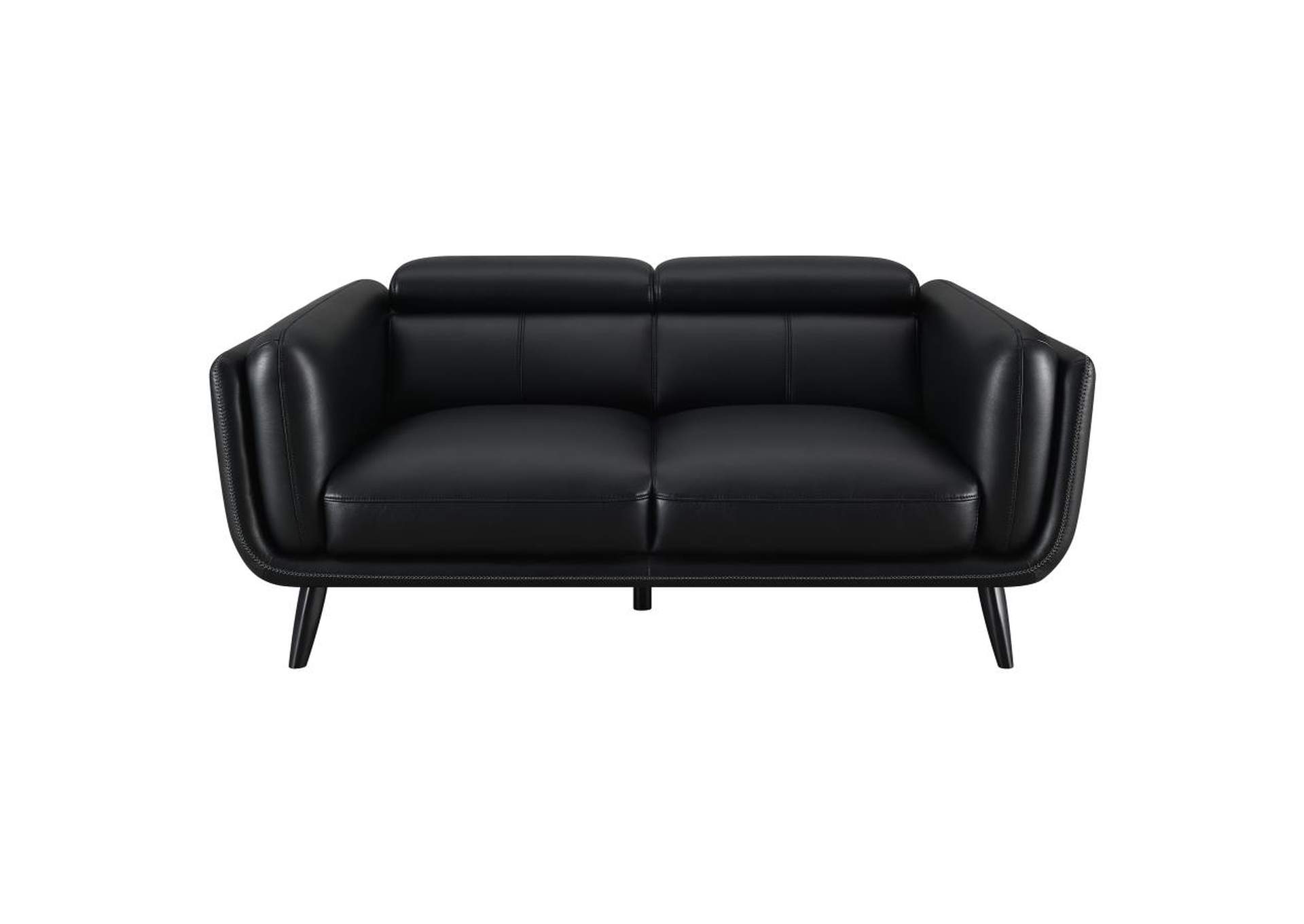 Shania Track Arms Loveseat with Tapered Legs Black,Coaster Furniture