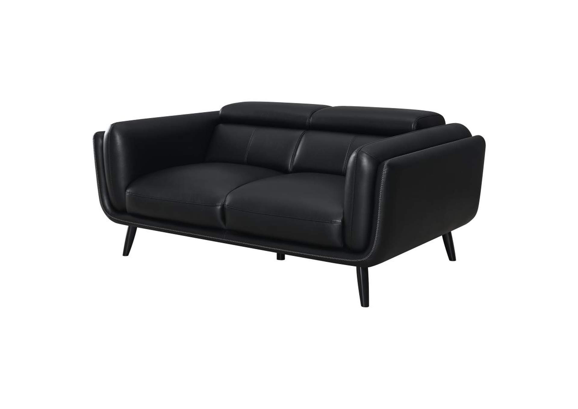 Shania Track Arms Loveseat with Tapered Legs Black,Coaster Furniture