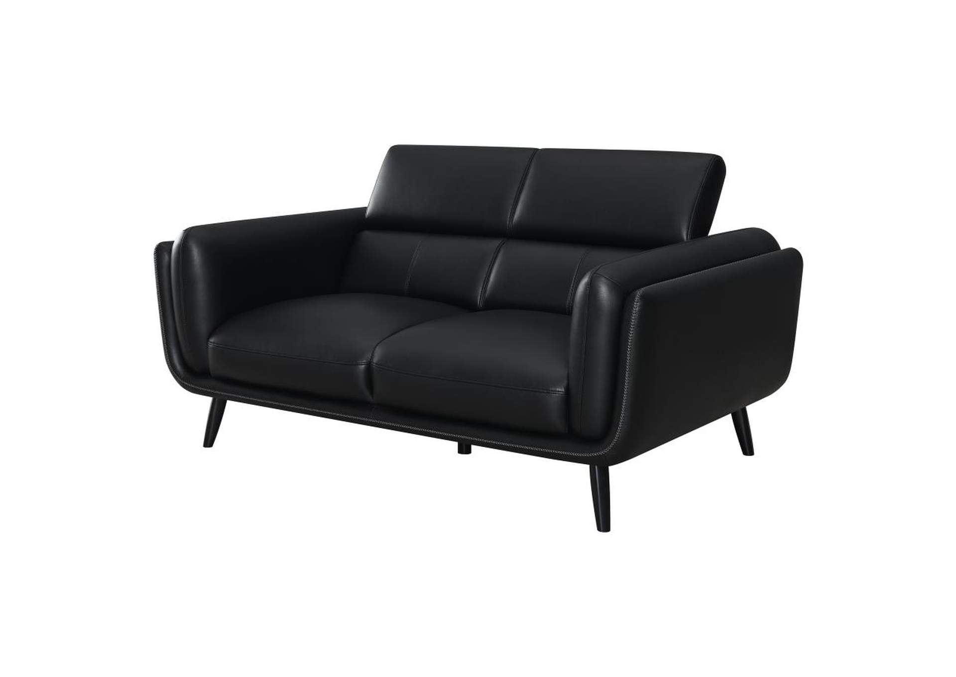 Shania Track Arms Loveseat with Tapered Legs Black,Coaster Furniture