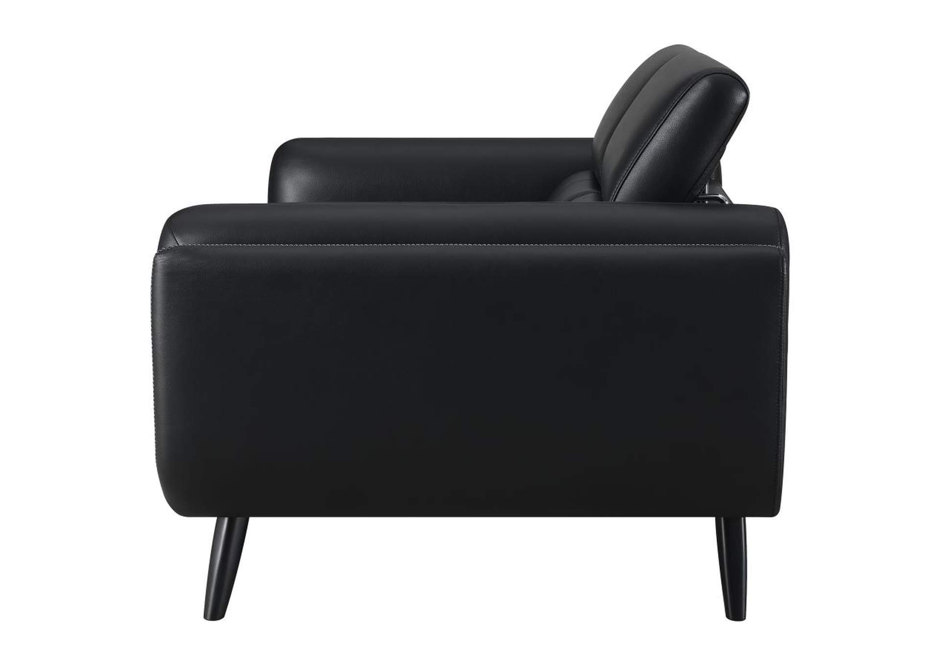 Shania Track Arms Loveseat with Tapered Legs Black,Coaster Furniture