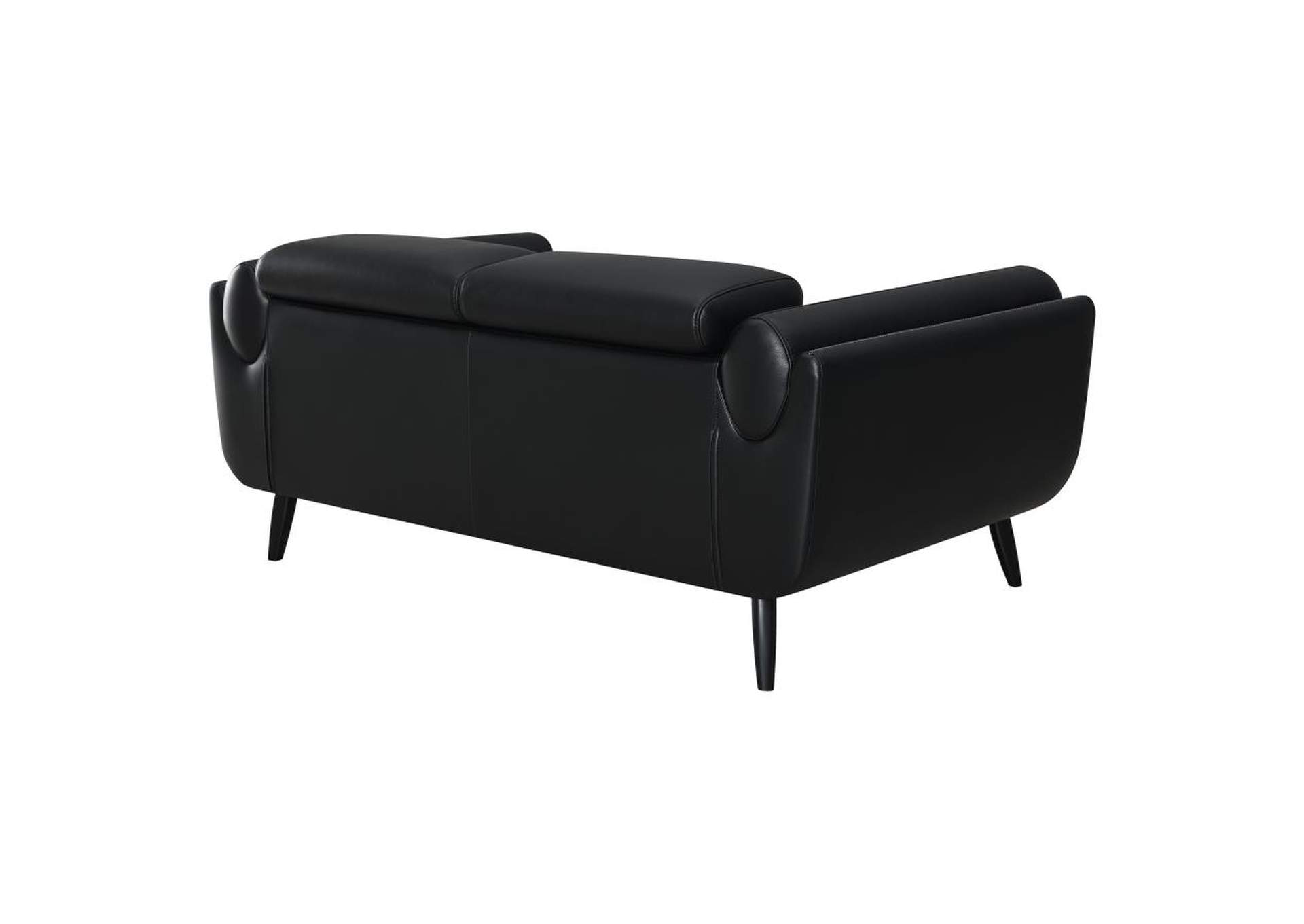 Shania Track Arms Loveseat with Tapered Legs Black,Coaster Furniture