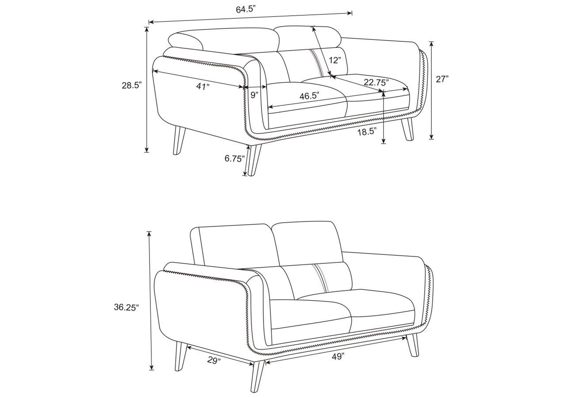 Shania Track Arms Loveseat with Tapered Legs Black,Coaster Furniture