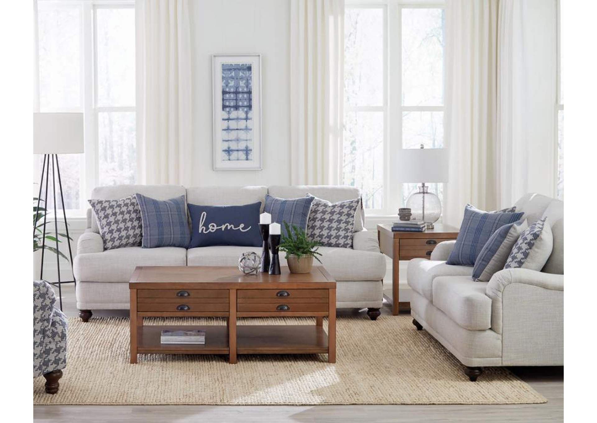 Glenn 2 - piece Recessed Arms Living Room Set Light Grey,Coaster Furniture