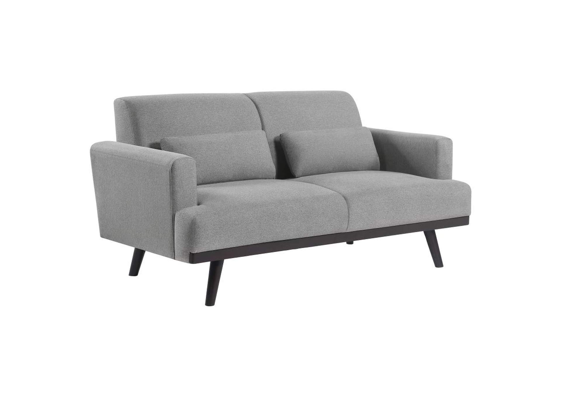 Blake Upholstered Loveseat with Track Arms Sharkskin and Dark Brown,Coaster Furniture