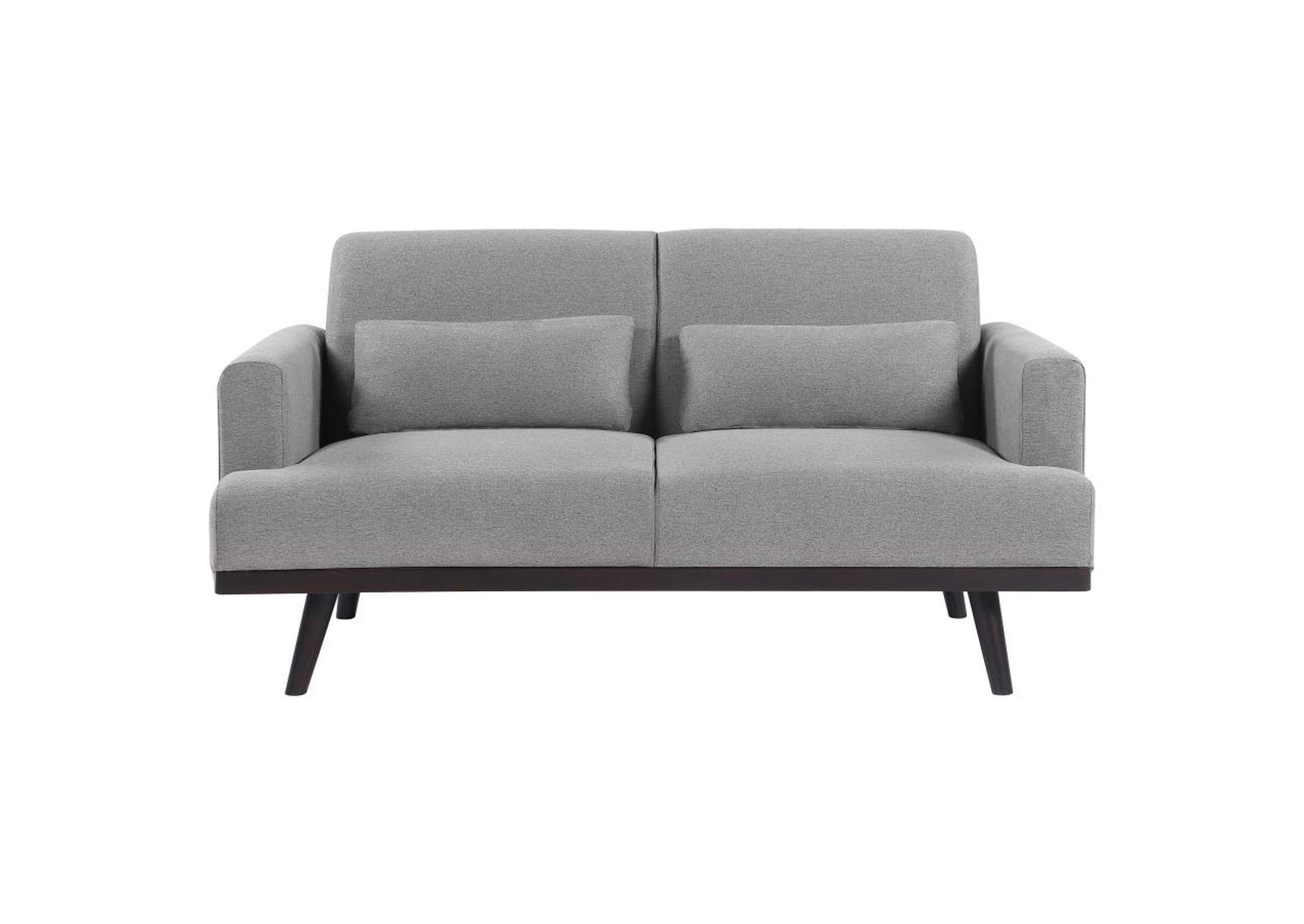 Blake Upholstered Loveseat with Track Arms Sharkskin and Dark Brown,Coaster Furniture