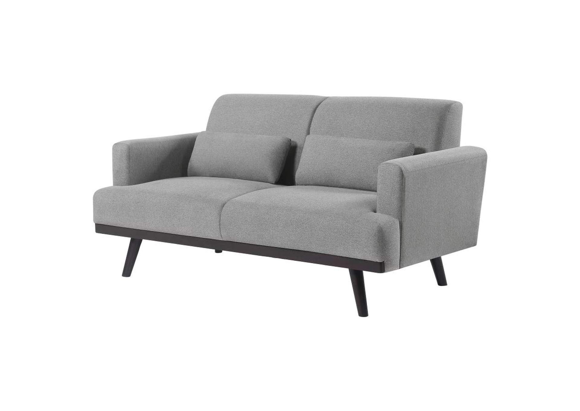 Blake Upholstered Loveseat with Track Arms Sharkskin and Dark Brown,Coaster Furniture