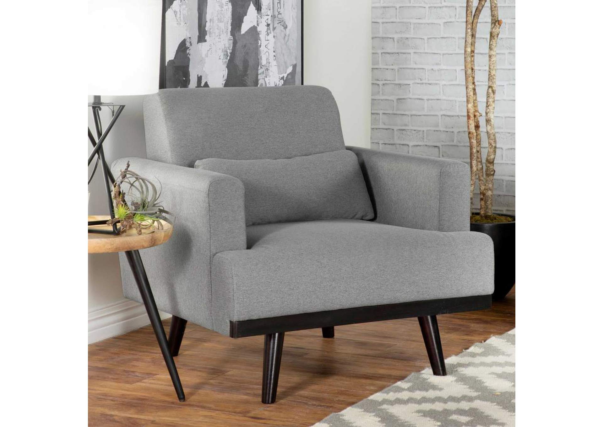 Blake Upholstered Chair with Track Arms Sharkskin and Dark Brown,Coaster Furniture