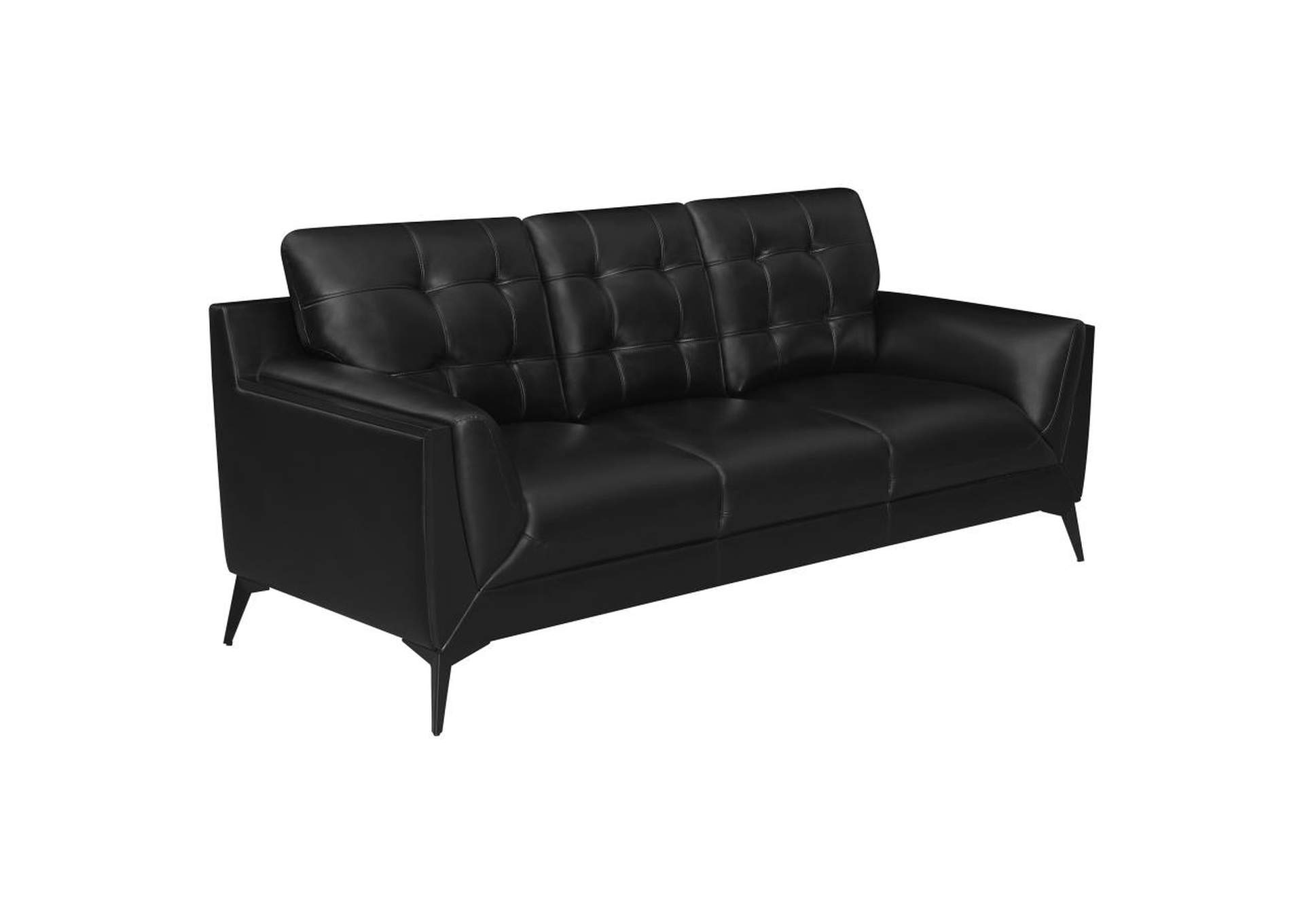 Moira Upholstered Tufted Sofa with Track Arms Black,Coaster Furniture