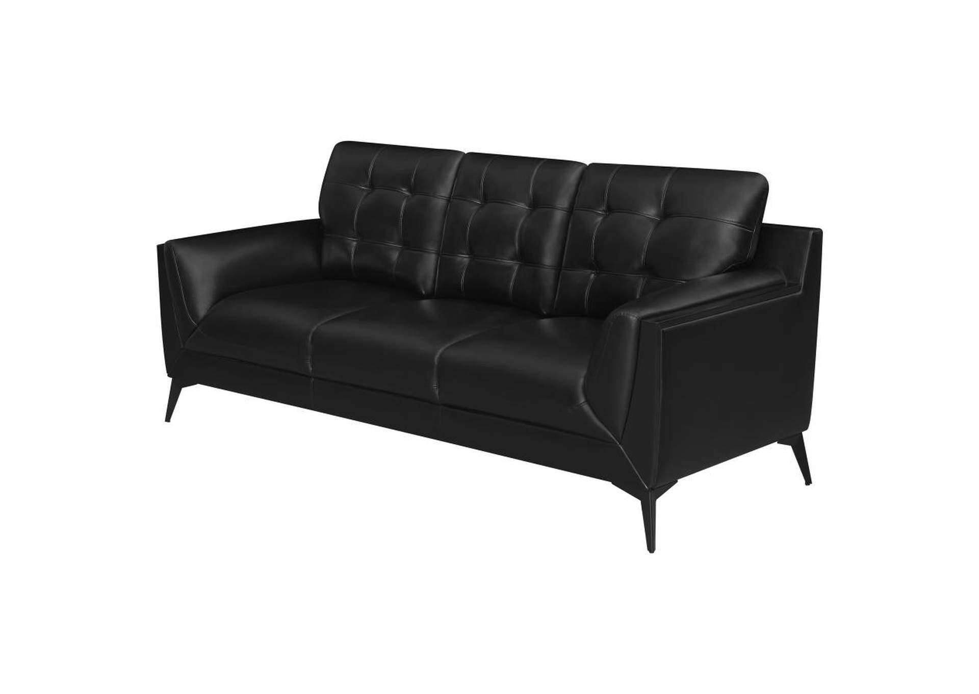 Moira Upholstered Tufted Sofa with Track Arms Black,Coaster Furniture