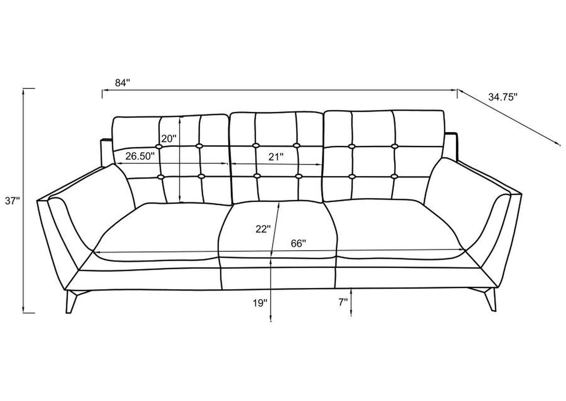 Moira Upholstered Tufted Sofa with Track Arms Black,Coaster Furniture