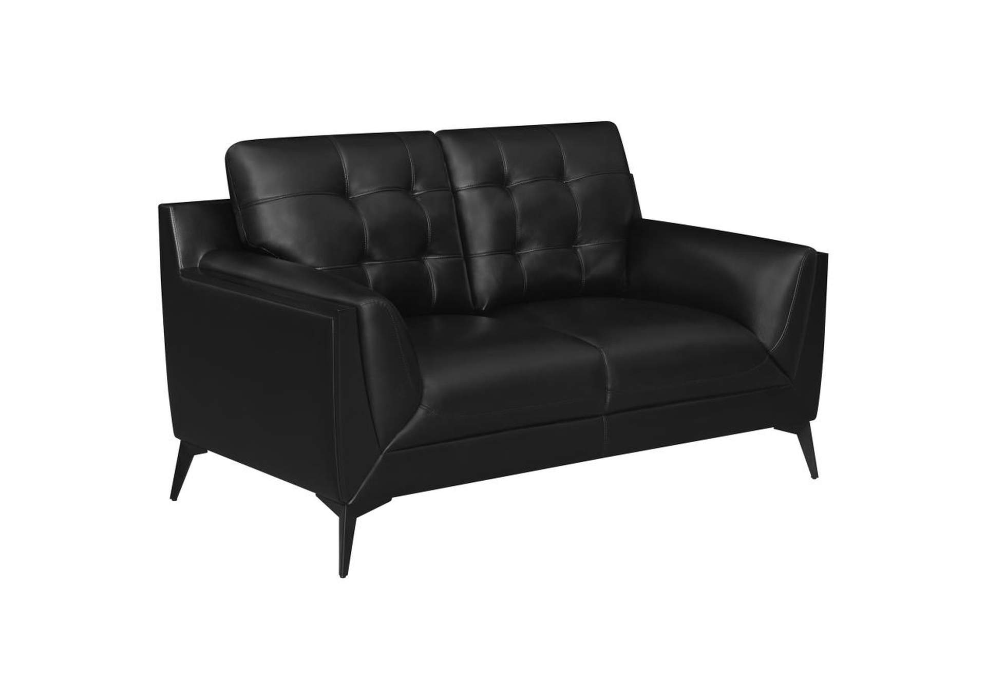 Moira Upholstered Tufted Loveseat with Track Arms Black,Coaster Furniture