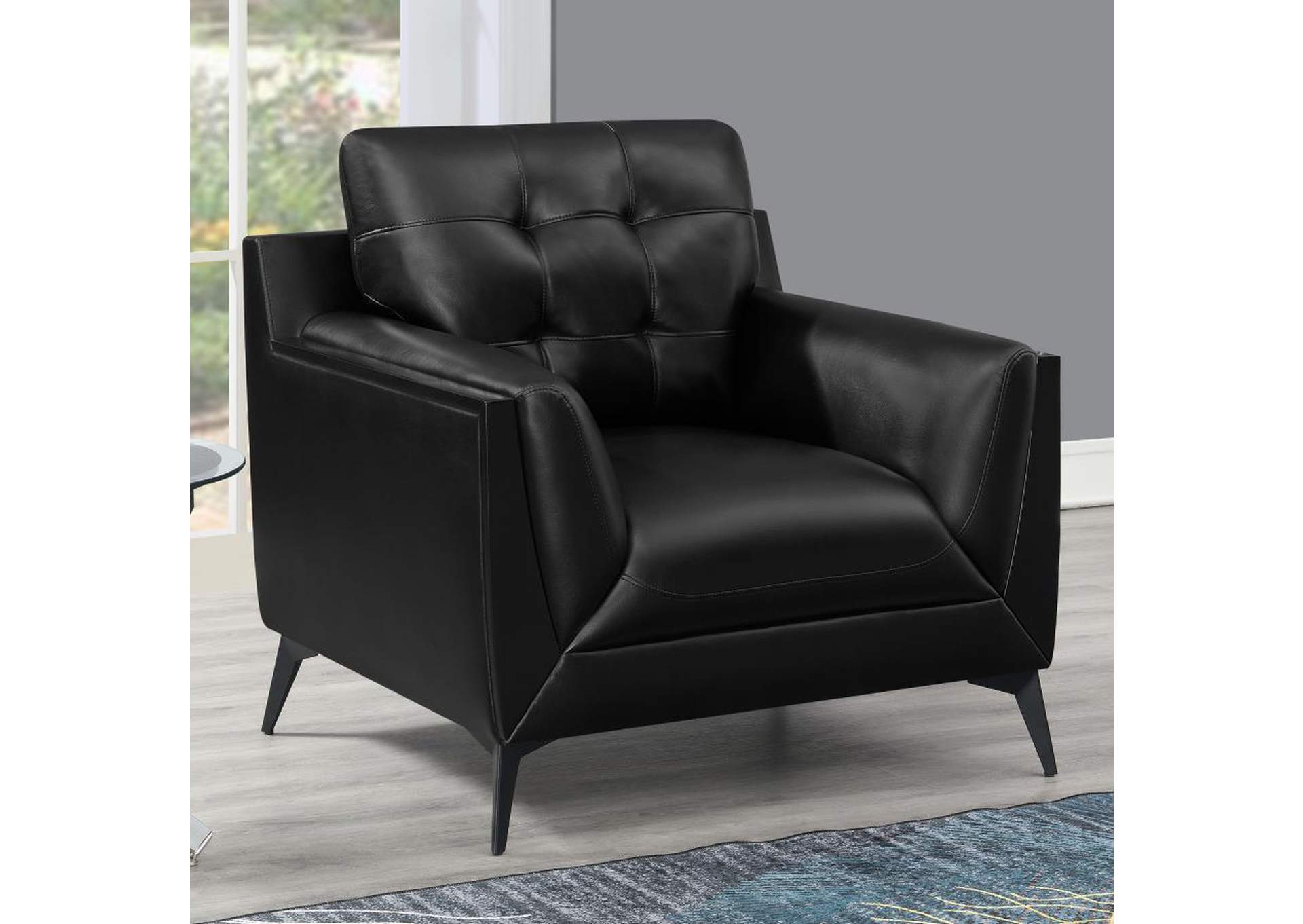 Moira Upholstered Tufted Chair with Track Arms Black,Coaster Furniture