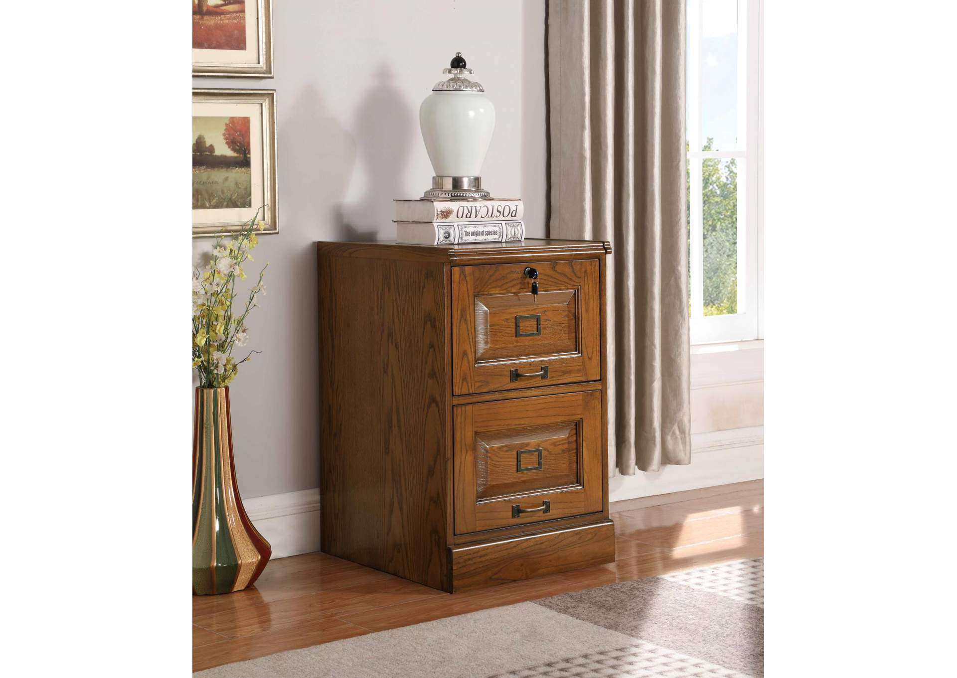 Raw Umber Palmetto Two Drawer File Cabinet Oak Furniture Liquidators