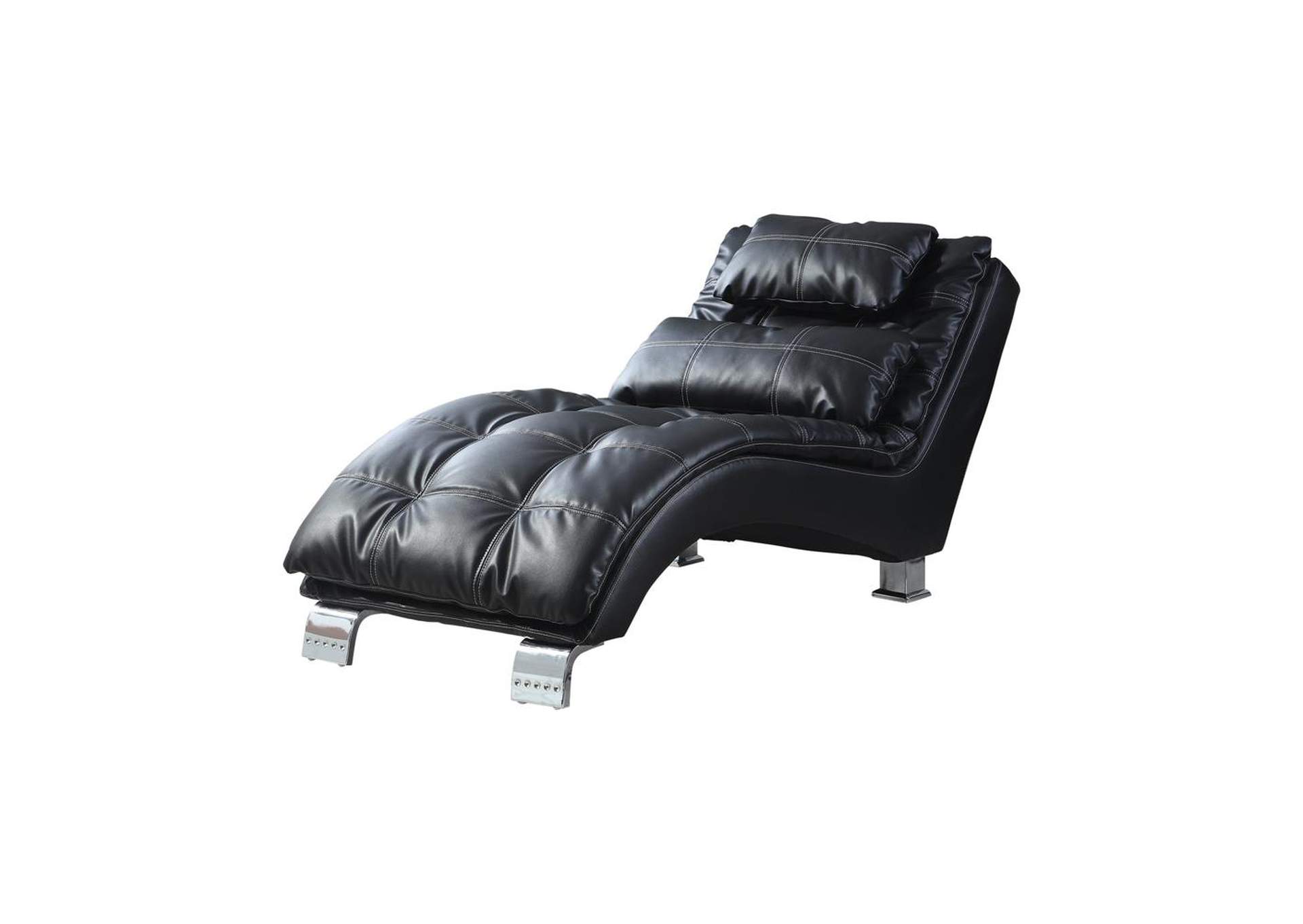 Chrome Contemporary Black Faux Leather Chaise,Coaster Furniture