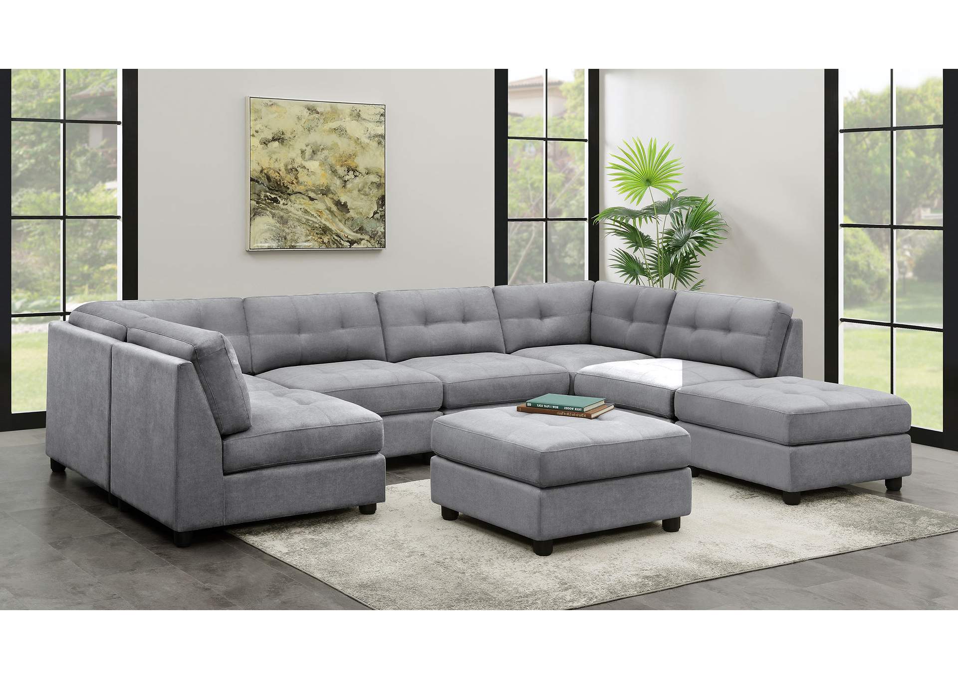 Claude 7-piece Upholstered Modular Tufted Sectional Dove,Coaster Furniture