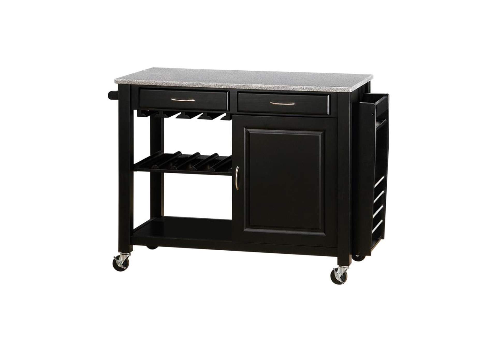 Kitchen Cart with Granite Top Black,Coaster Furniture