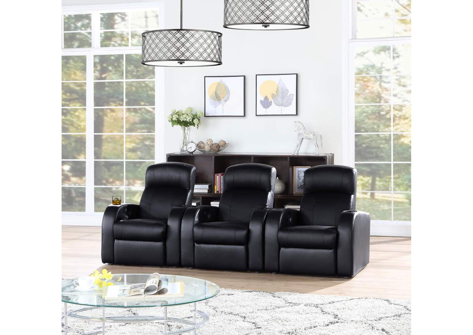 Cyrus Home Theater Upholstered Console Black,Coaster Furniture