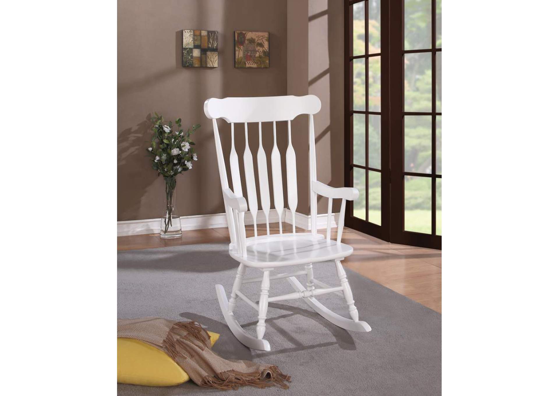 Windsor Back Rocking Chair White,Coaster Furniture