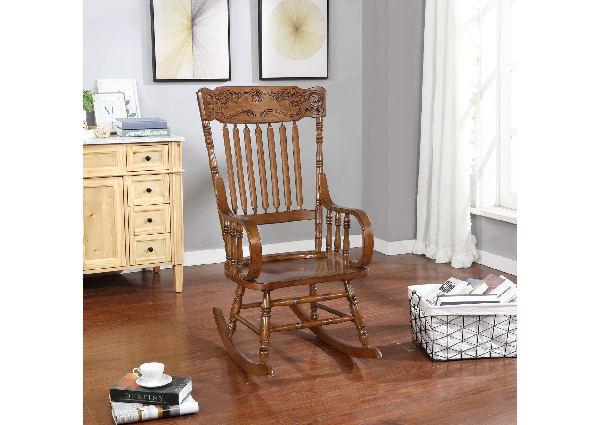 Warm Brown Traditional Wooden Rocking Chair,Coaster Furniture