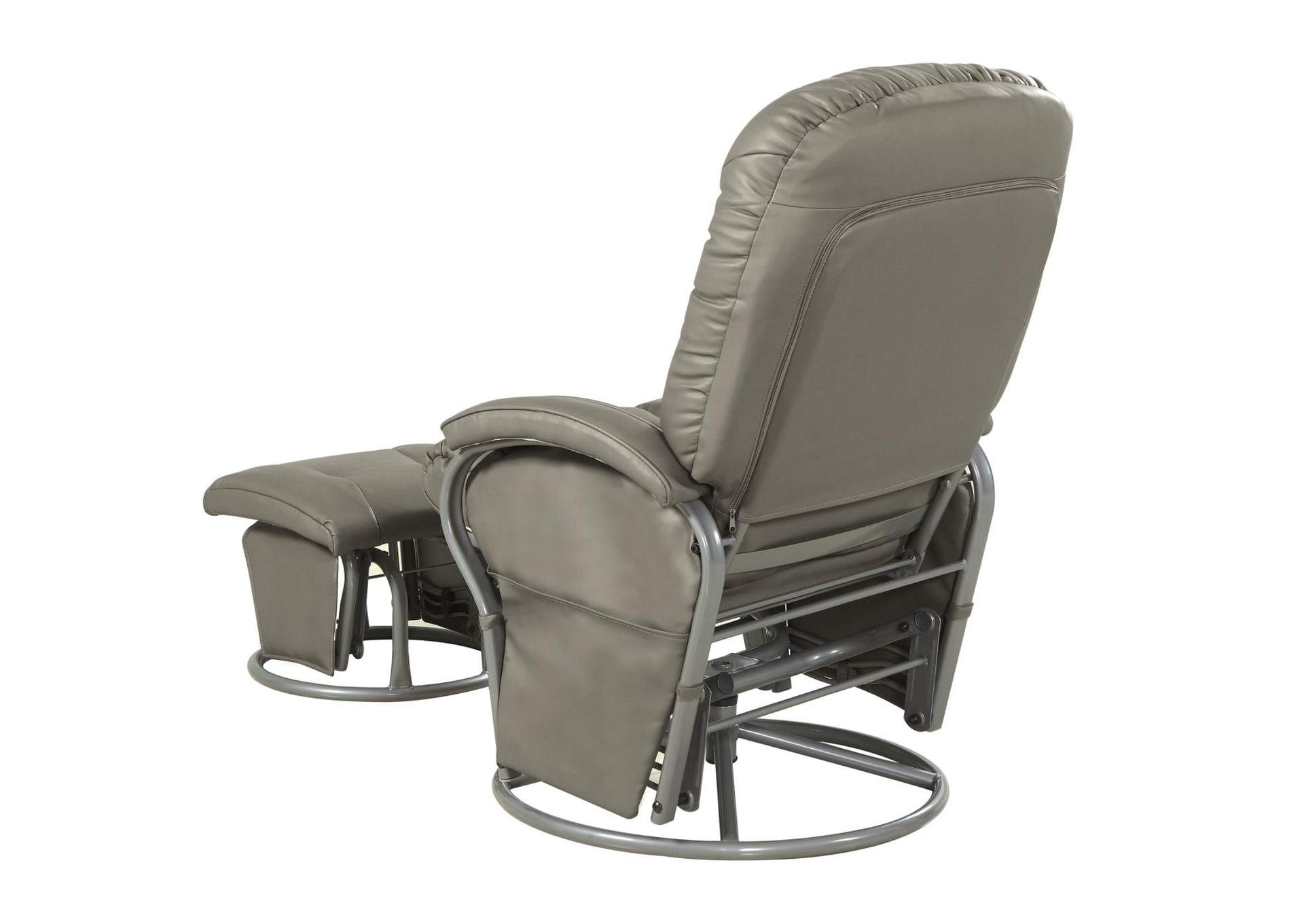 Push-back Glider Recliner with Ottoman Beige and Silver,Coaster Furniture
