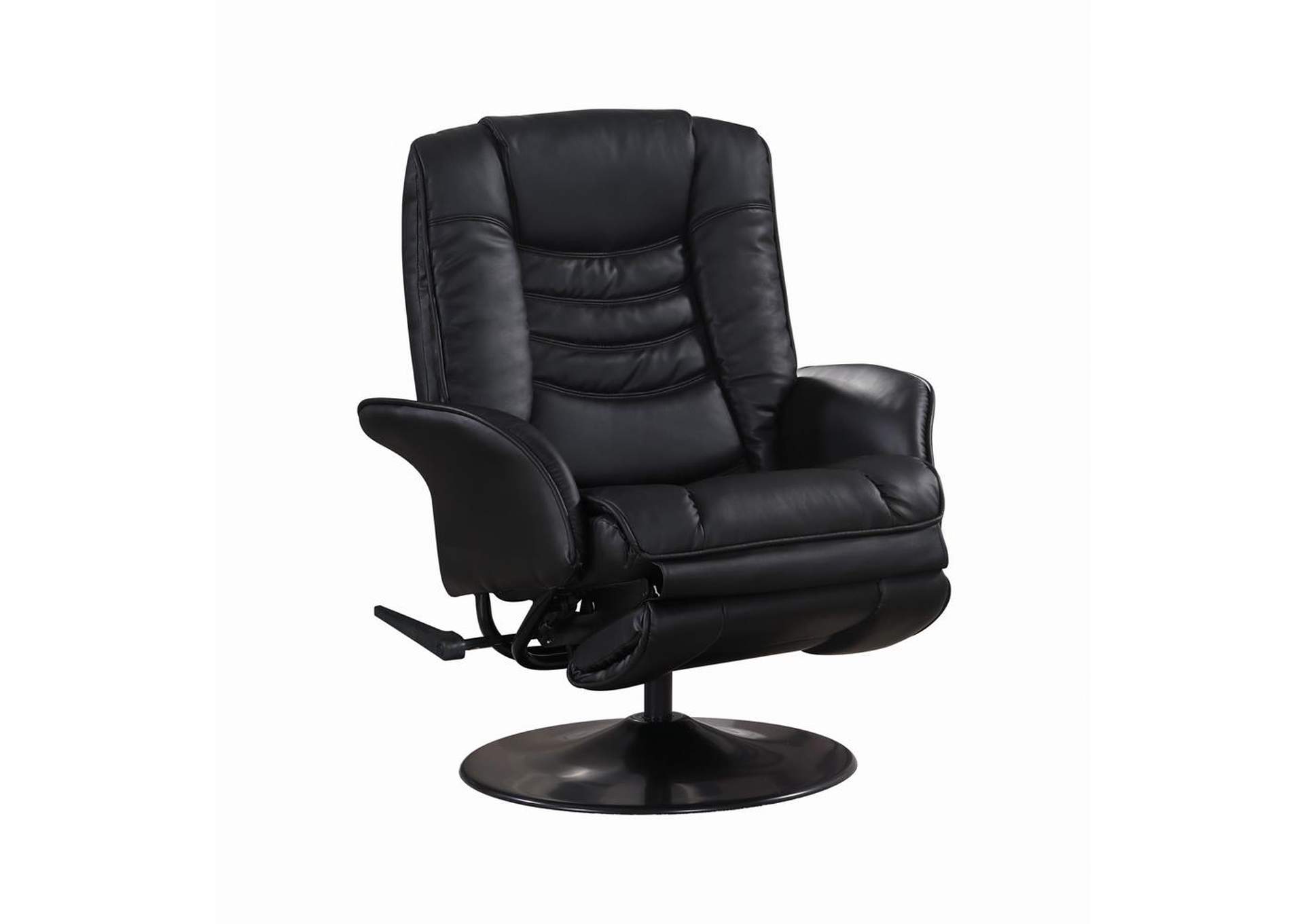 Black Casual Black Faux Leather Swivel Recliner,Coaster Furniture