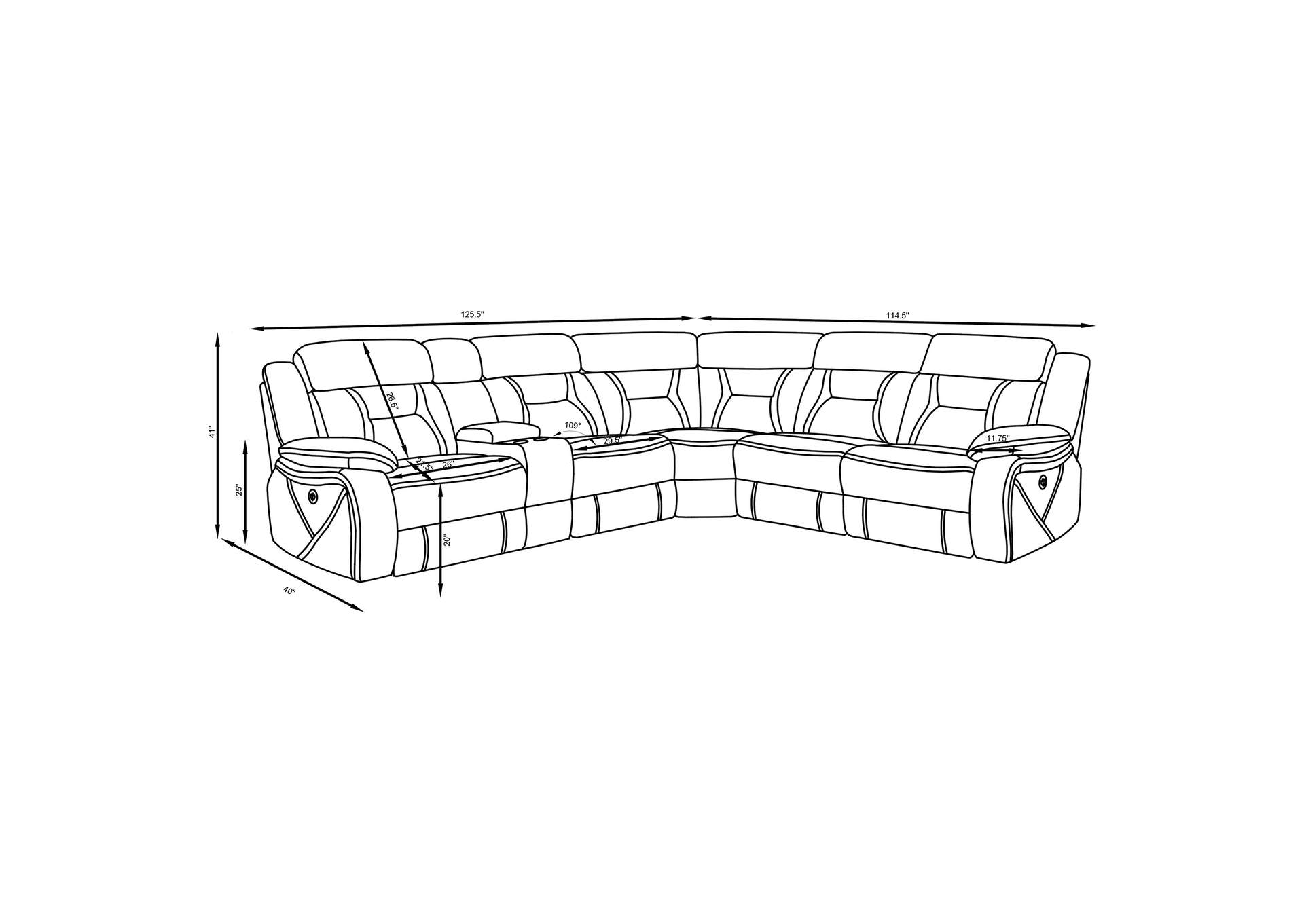 Higgins Four-Piece Upholstered Power Sectional Grey,Coaster Furniture