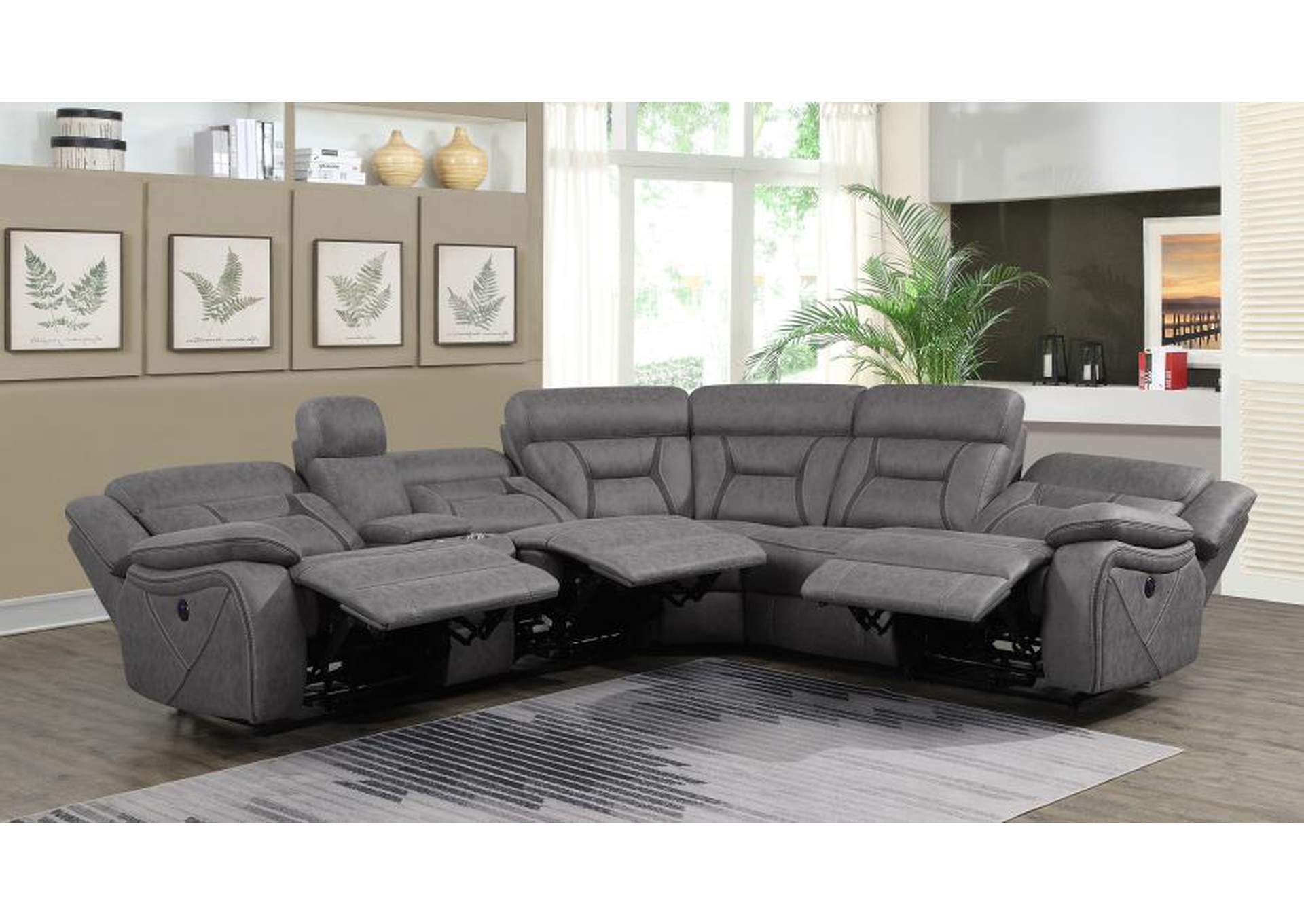 Higgins Four-Piece Upholstered Power Sectional Grey,Coaster Furniture