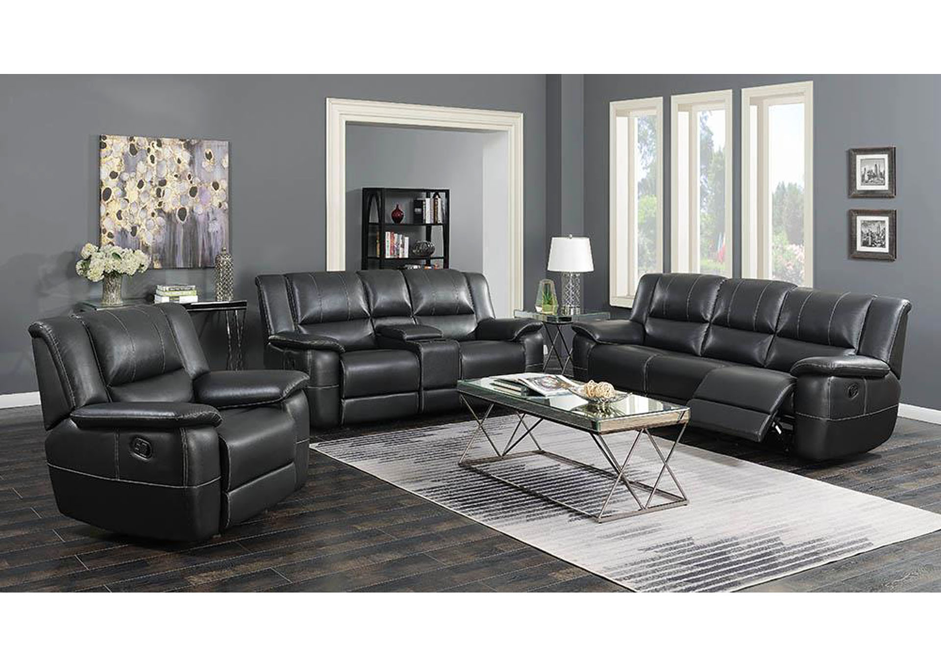 Lee Black Reclining Loveseat,ABF Coaster Furniture