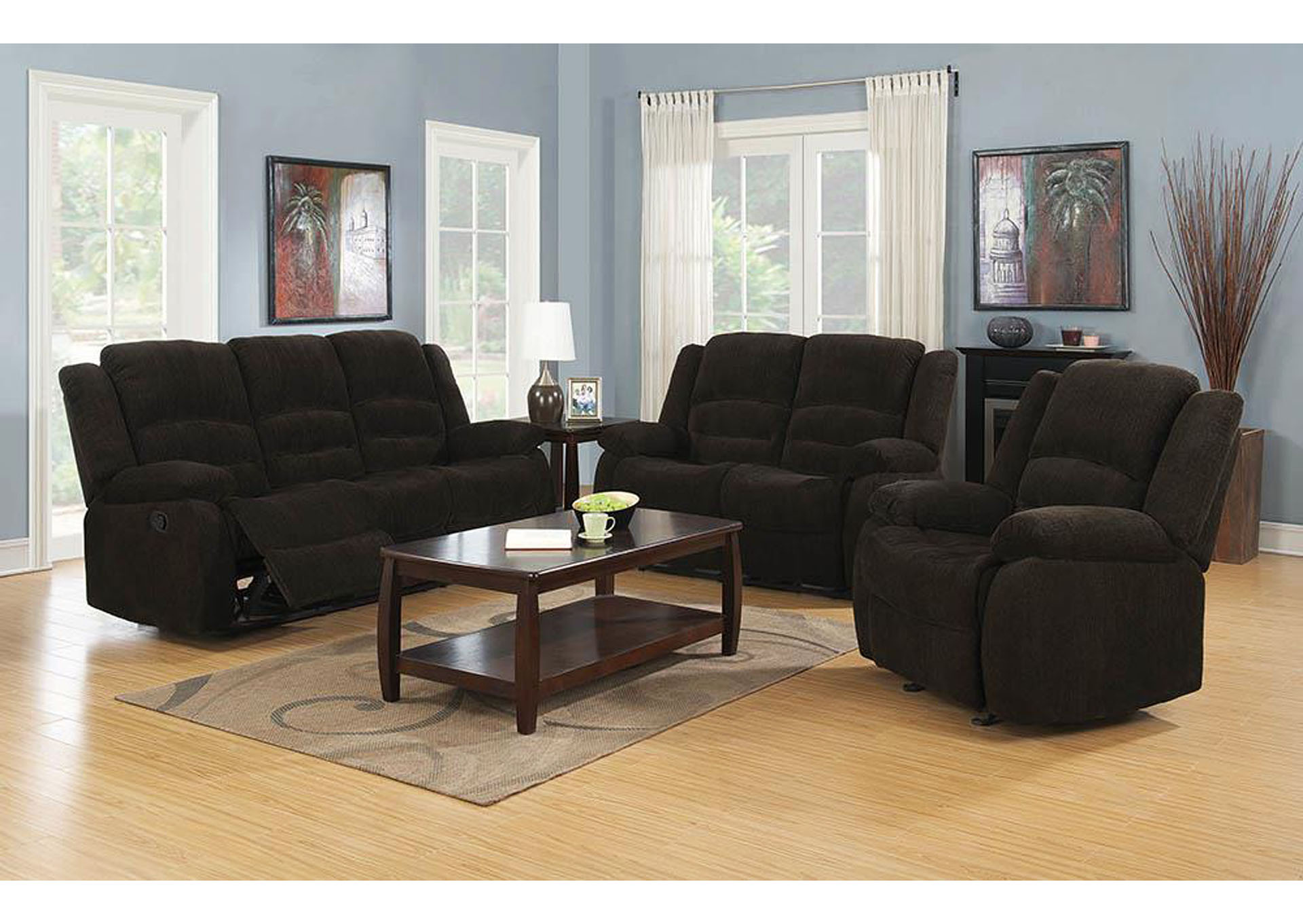 Gordon Dark Brown Motion Love Seat,ABF Coaster Furniture