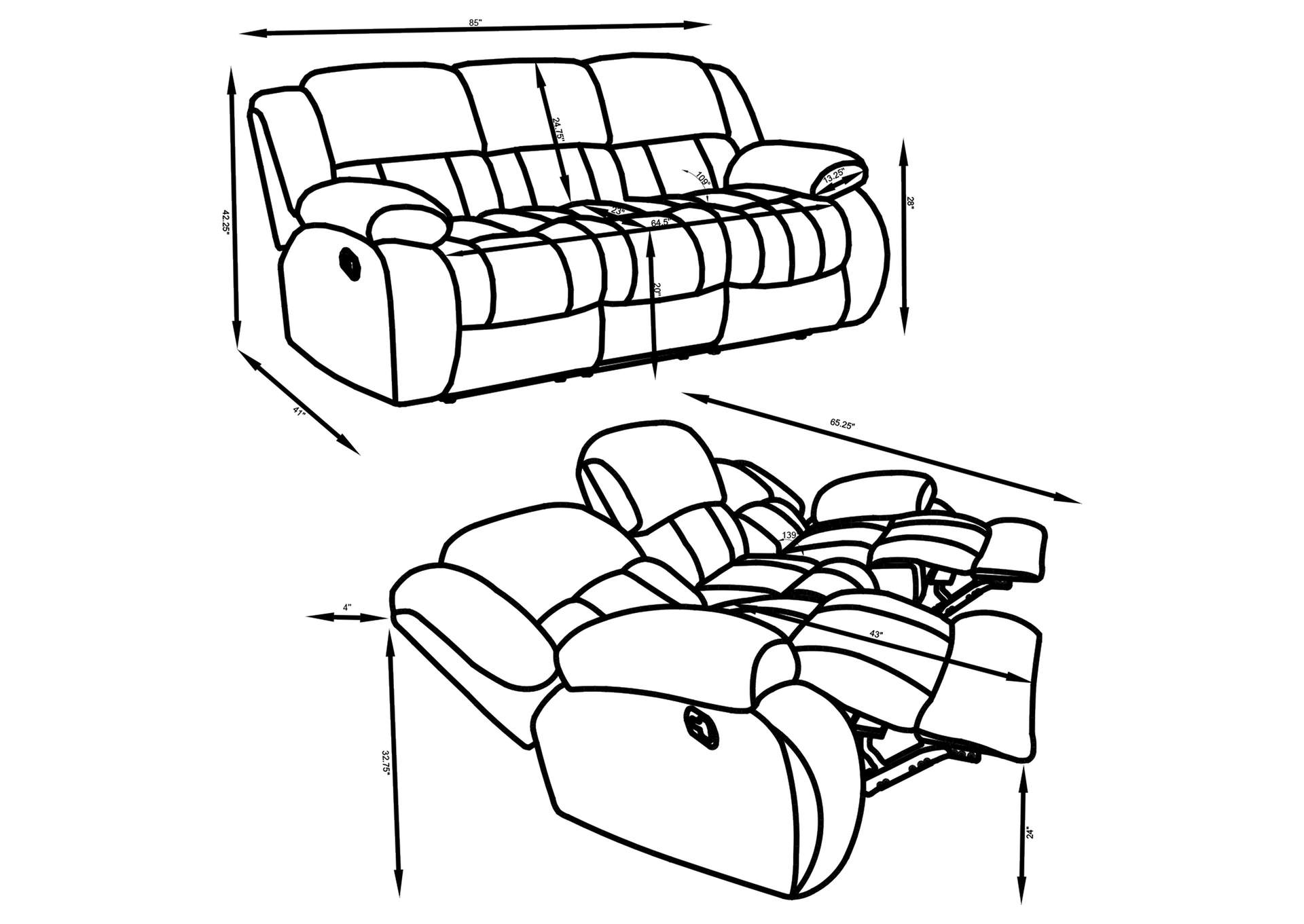 Weissman Pillow Top Arm Motion Sofa Charcoal,Coaster Furniture