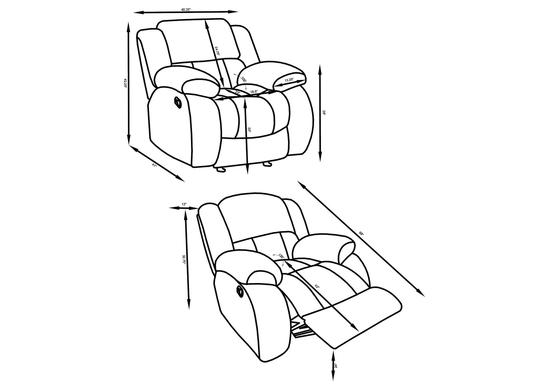 Weissman Upholstered Glider Recliner Charcoal,Coaster Furniture