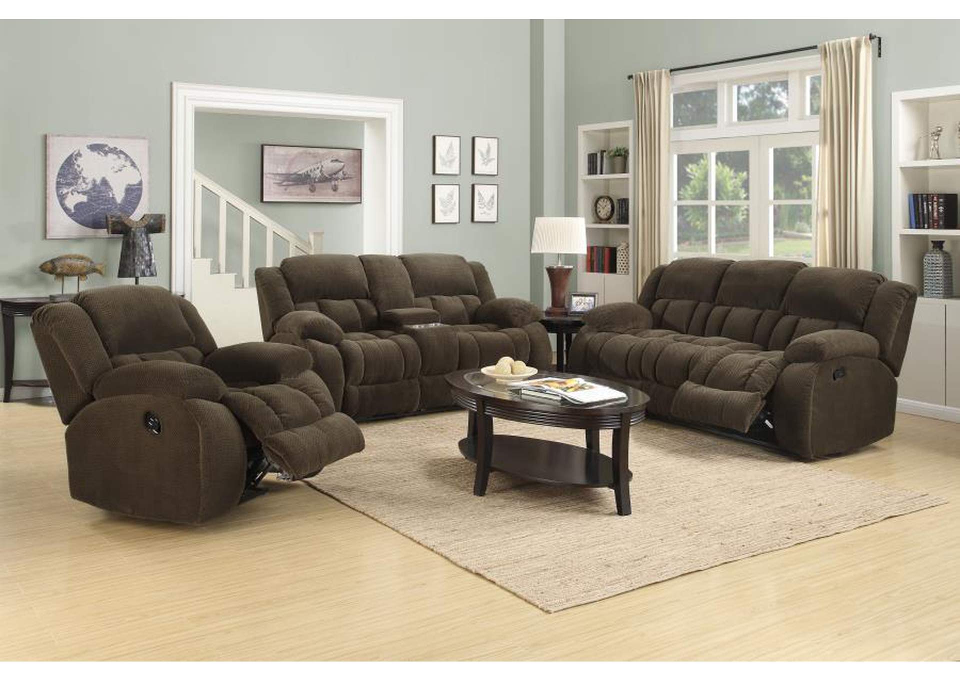 Weissman Pillow Top Arm Motion Sofa Chocolate,Coaster Furniture