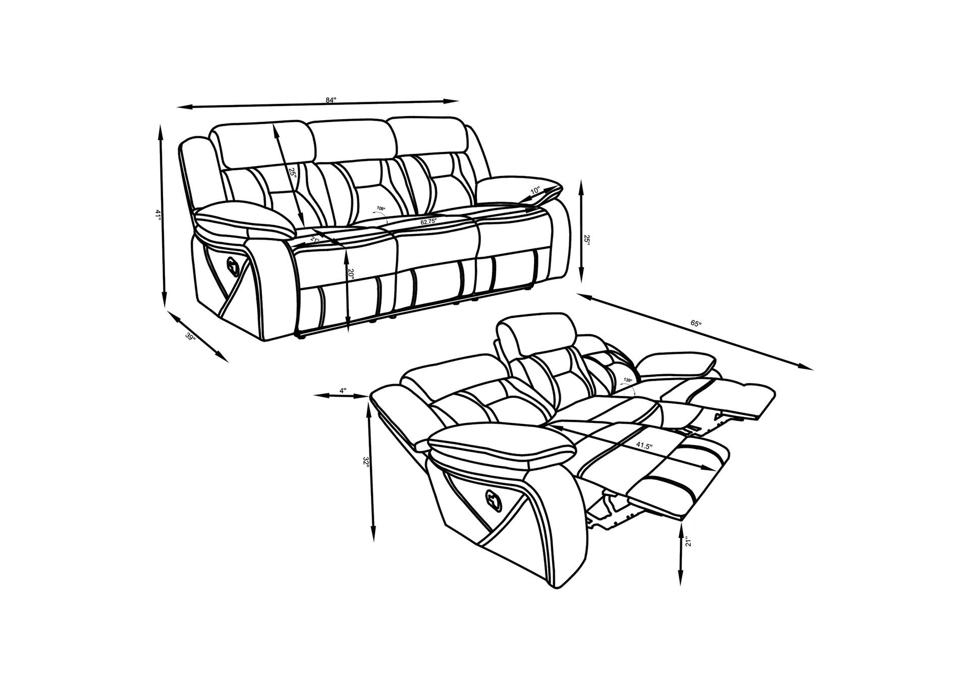 Higgins Pillow Top Arm Upholstered Motion Sofa Grey,Coaster Furniture