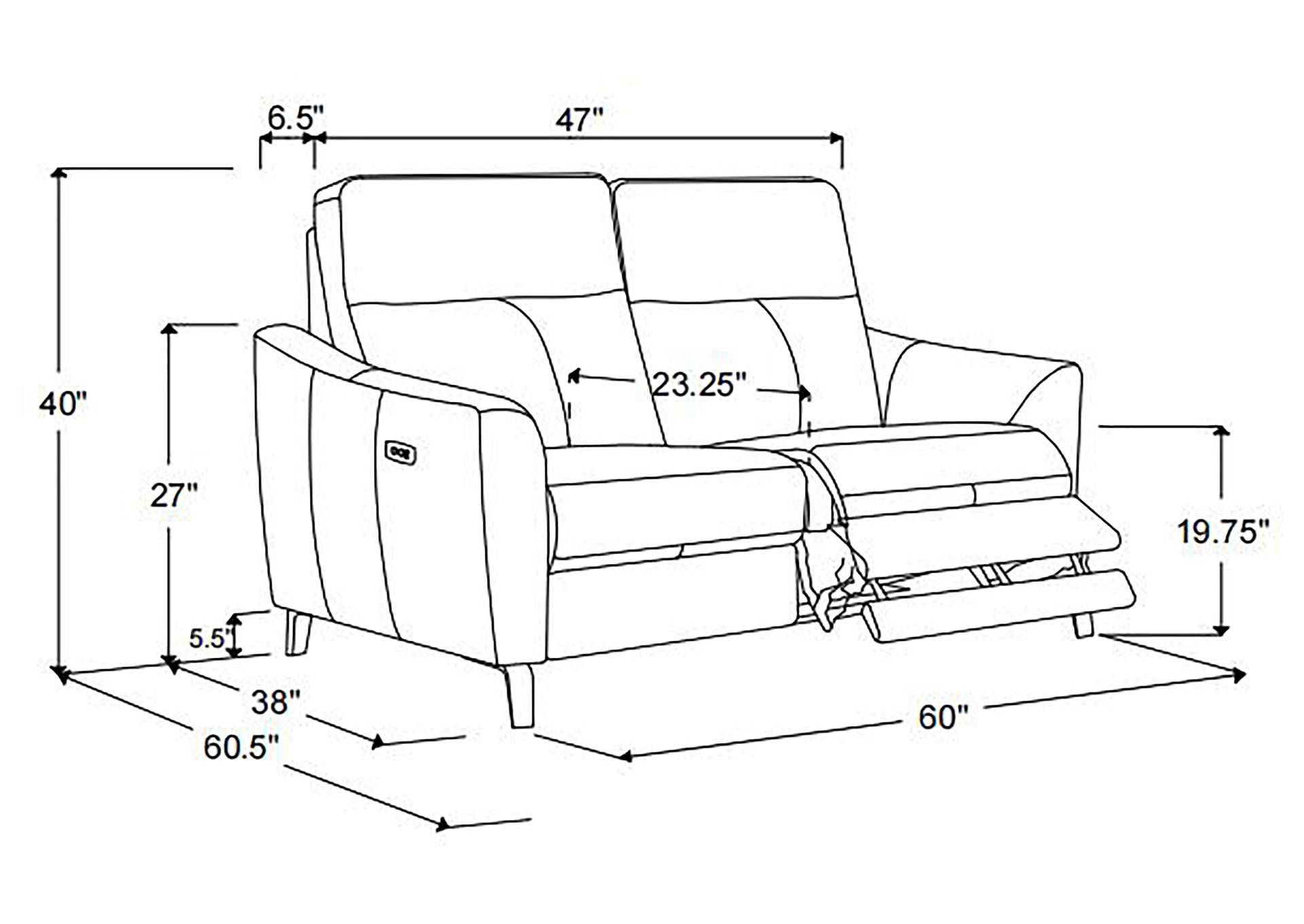 Derek Upholstered Power Loveseat,Coaster Furniture