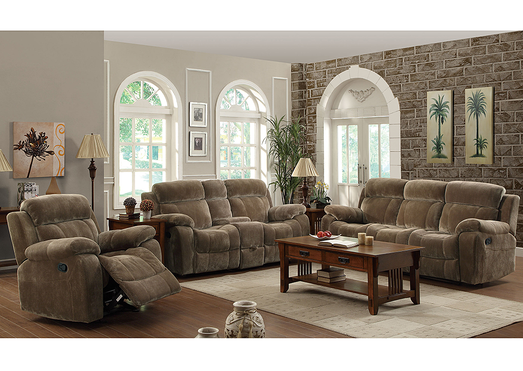 brown reclining sofa and loveseat