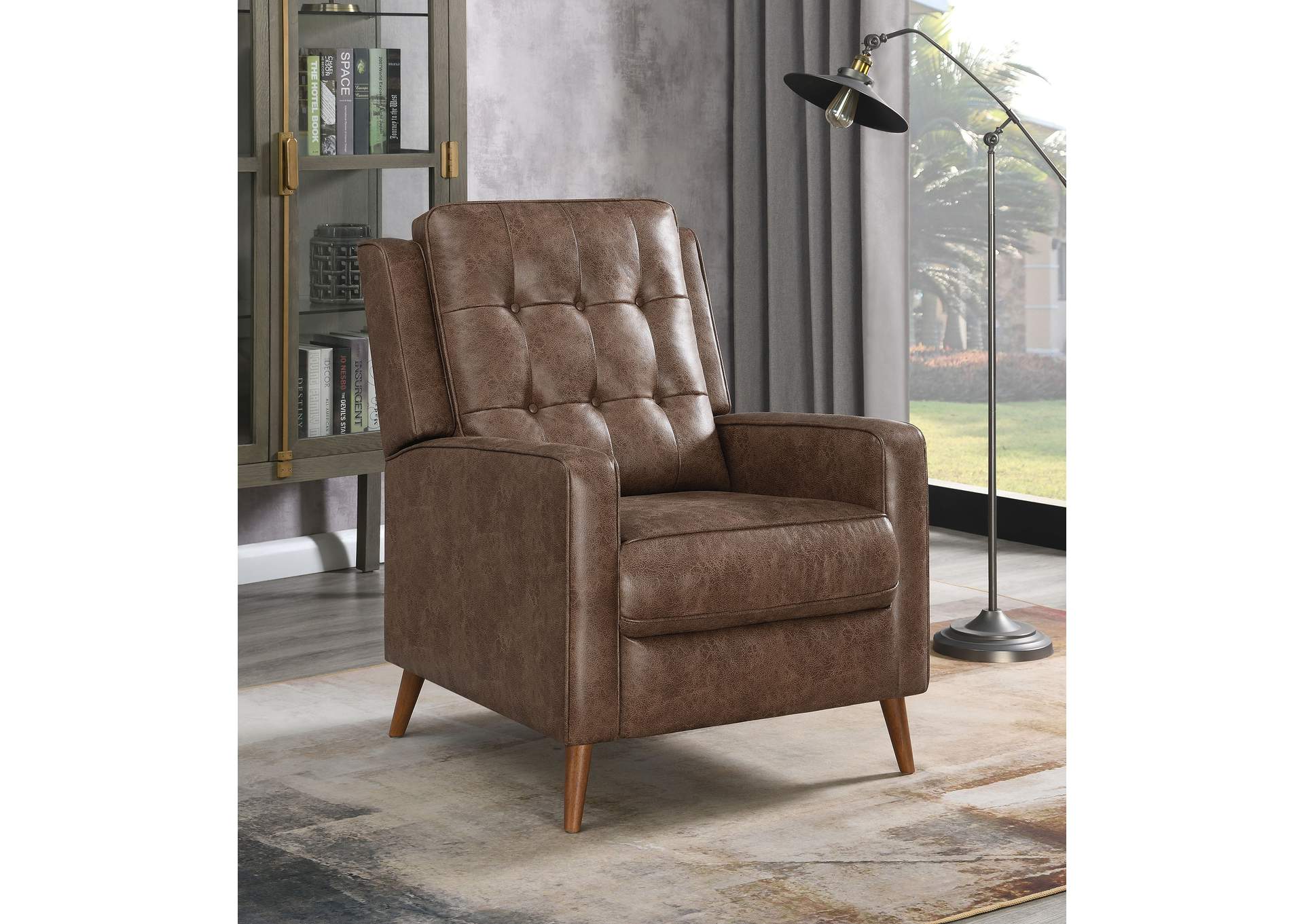 Davidson Upholstered Tufted Push Back Recliner Brown,Coaster Furniture