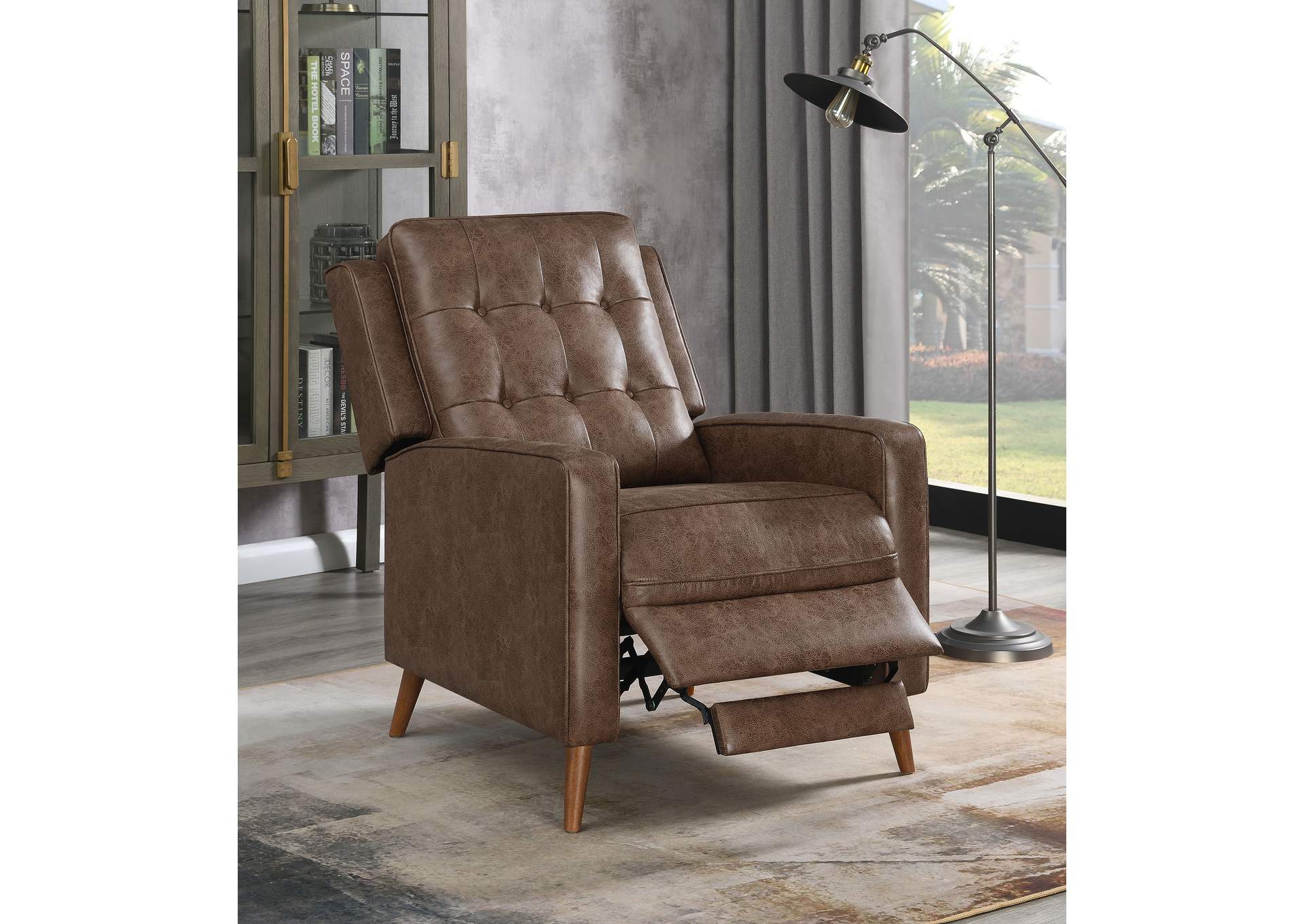 Davidson Upholstered Tufted Push Back Recliner Brown,Coaster Furniture