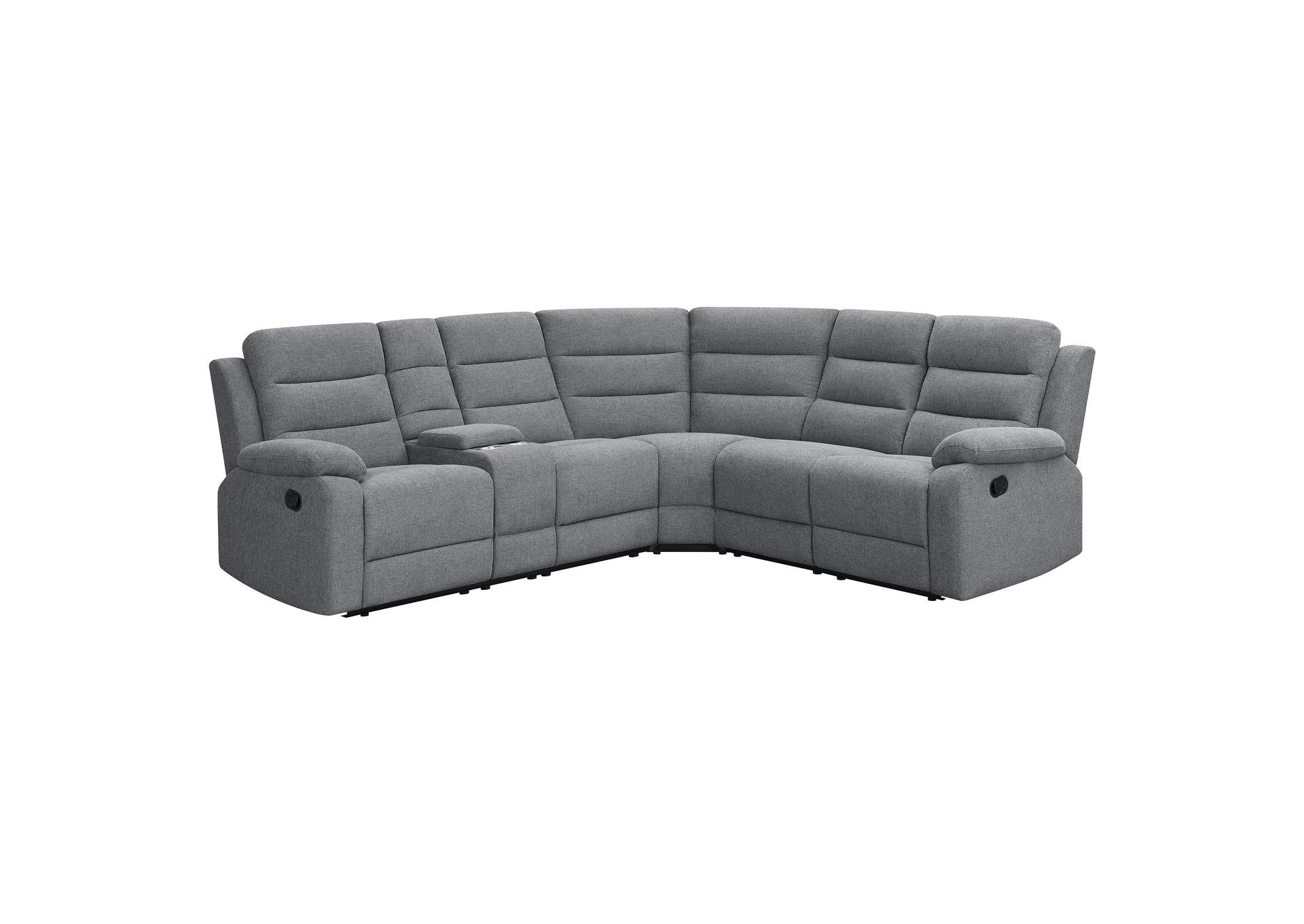 David 3-piece Upholstered Motion Sectional with Pillow Arms Smoke,Coaster Furniture
